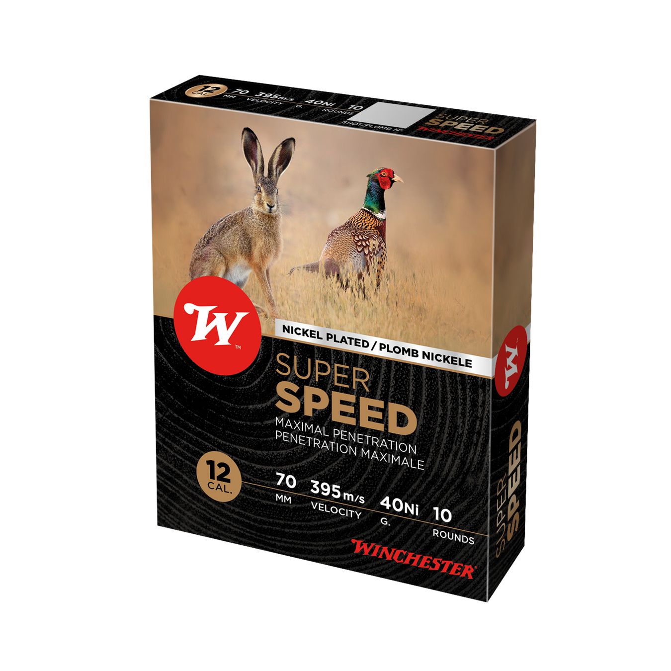 Cartouches WINCHESTER Super Speed Extra G2 12/70 40 g plomb n°2 nickelé bourre jupe – Lot de 500 cartouches