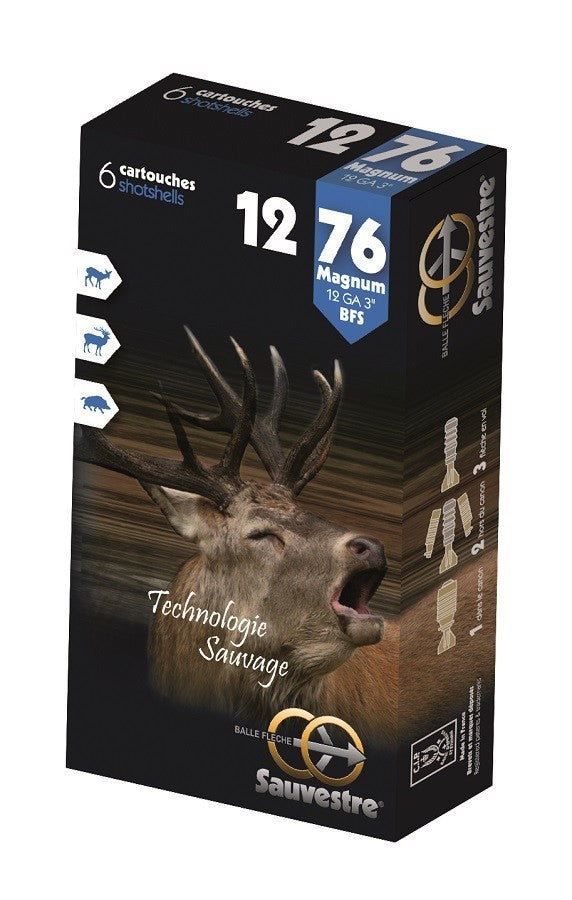 Balles SAUVESTRE BFS Magnum 12/76 26 g – Lot de 60 cartouches