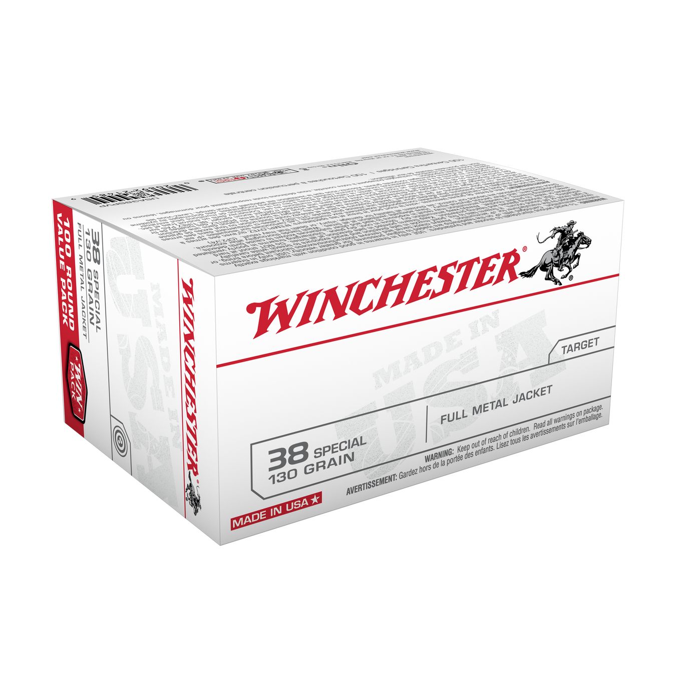 LOT DE 10 BOÎTES WINCHESTER USA .38 SPECIAL FMJ 130 GR – 1 000 CARTOUCHES