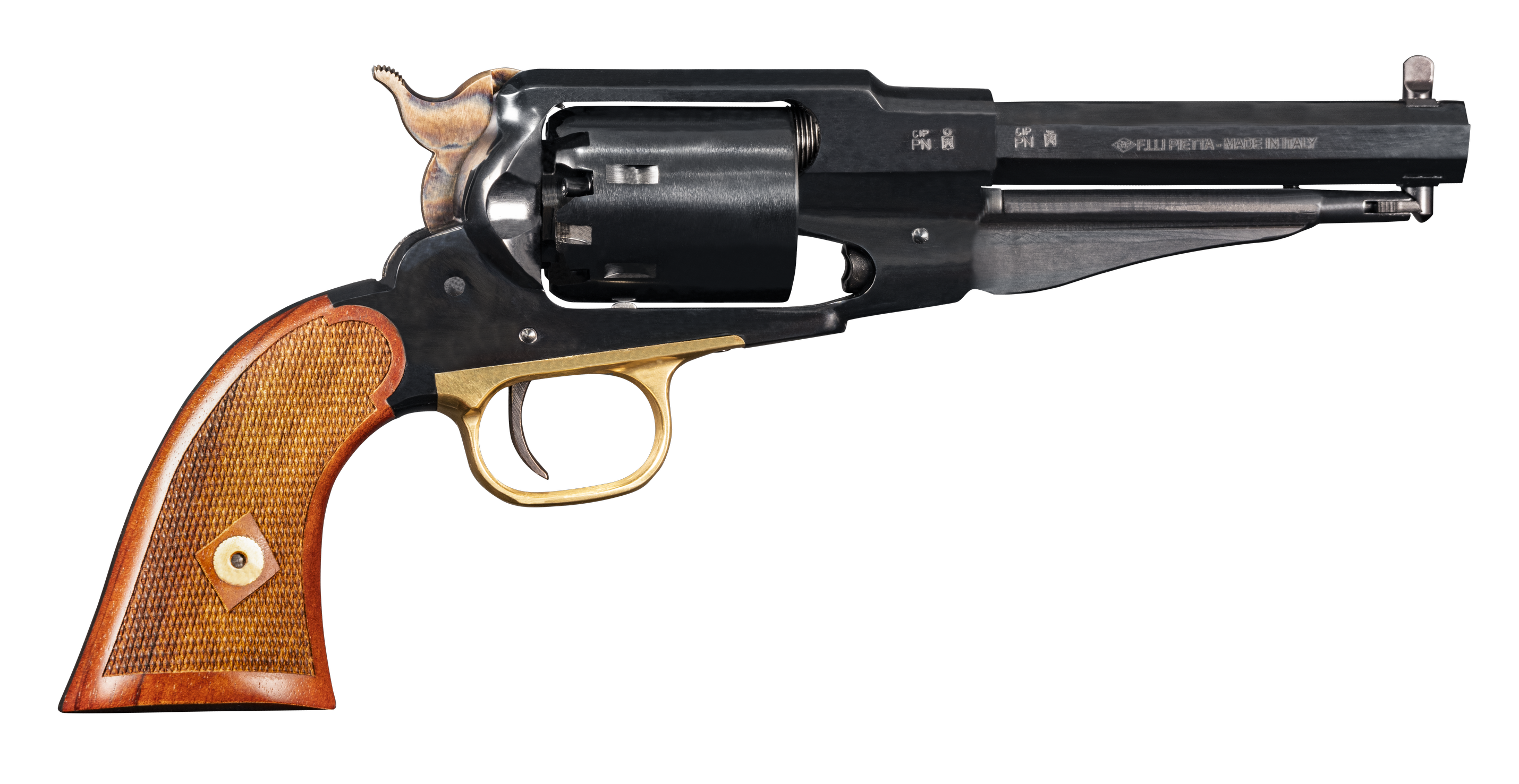 Revolver à poudre noire PIETTA 1858 Remington Sheriff acier bronzé .44 PN 5½″