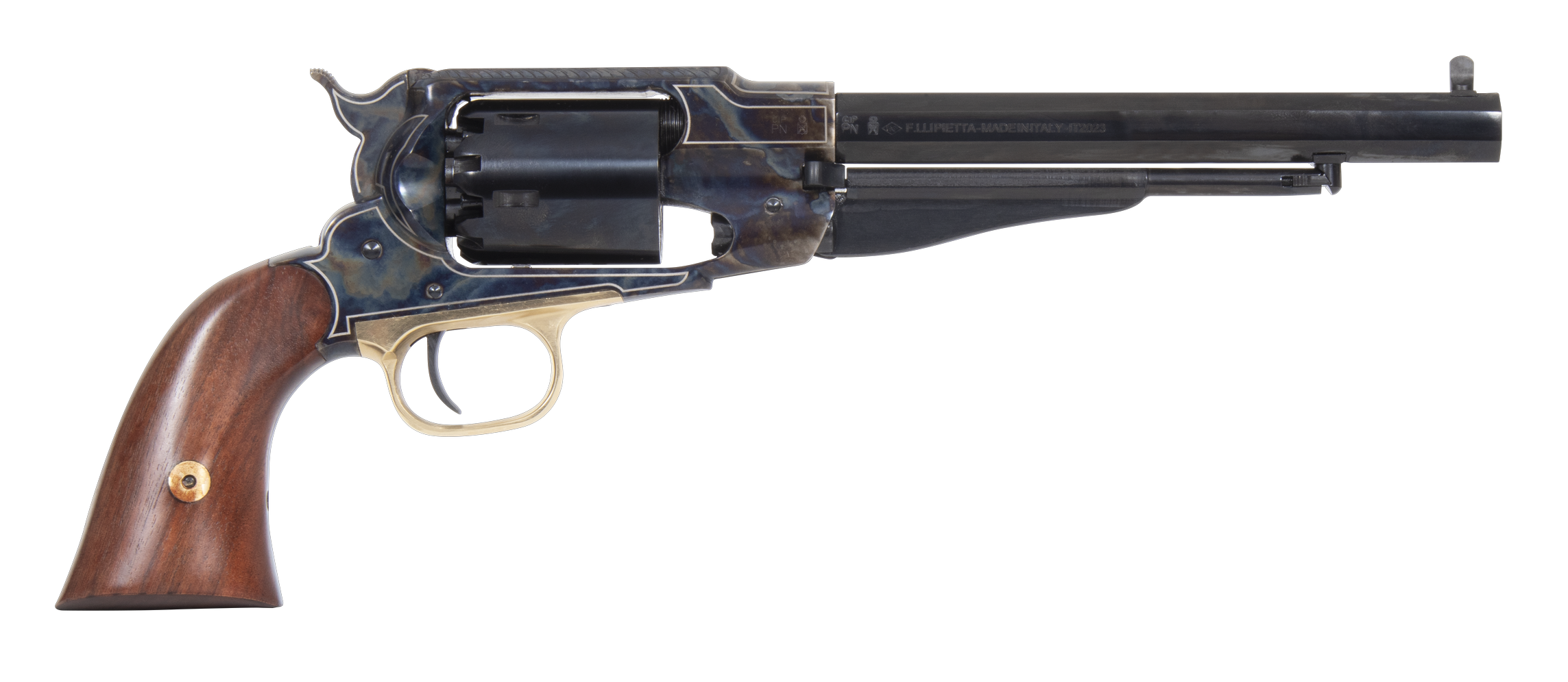 Réplique revolver à poudre noire PIETTA Remington 1858 New Model Army acier jaspé gravé .44 PN