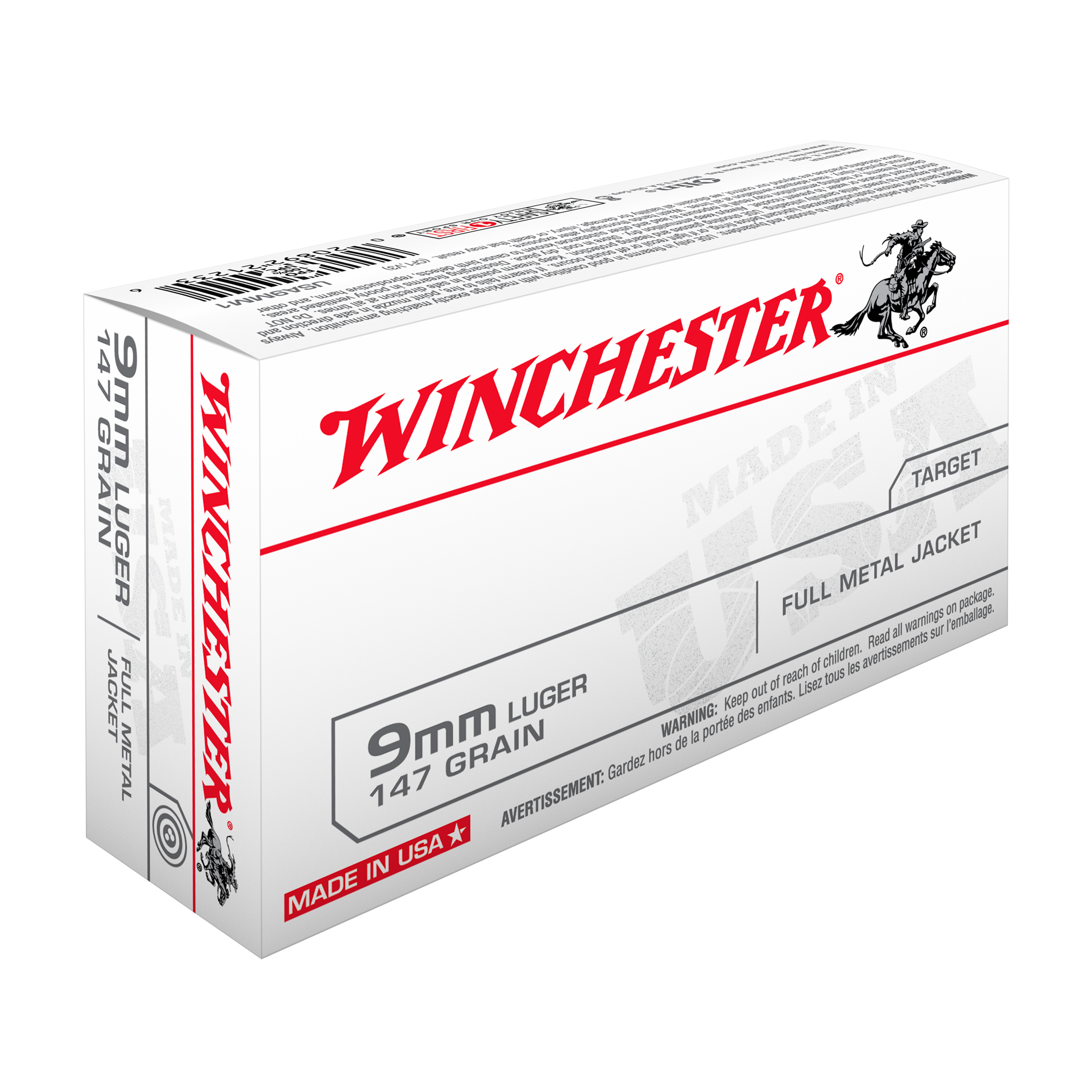 MUNITIONS WINCHESTER USA 9x19mm FMJ 124 GR – LOT DE 600 CARTOUCHES