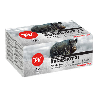 Cartouches WINCHESTER Buckshot 21 calibre 12/70 – Chevrotine 21 billes 6,2 mm – Lot de 300