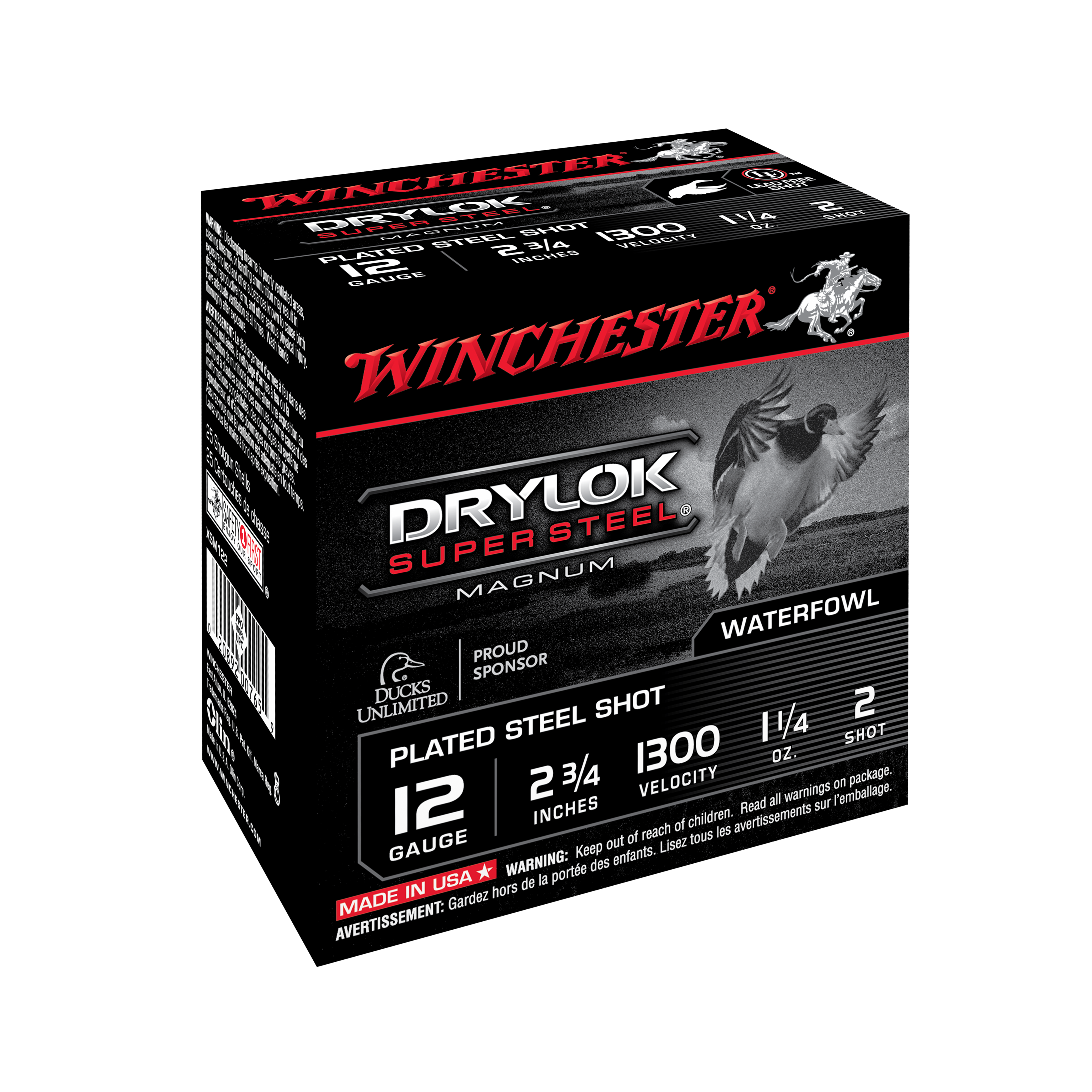 Cartouches WINCHESTER Drylok Super Steel 12/70 35 g acier n°2 bourre à jupe – Lot de 500 cartouches