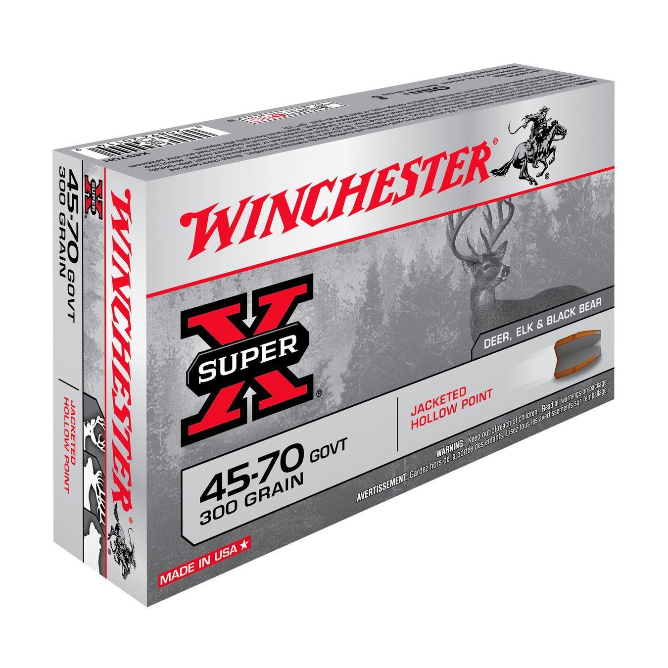 MUNITIONS WINCHESTER SUPER-X .45-70 GOVERNMENT JHP 300 GR – LOT DE 80 CARTOUCHES
