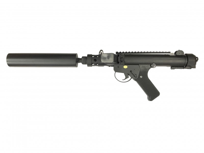 Réplique airsoft S&T Sterling MK7 AEG 6 mm noire – Métal, crosse repliable, filetage 14 mm CW