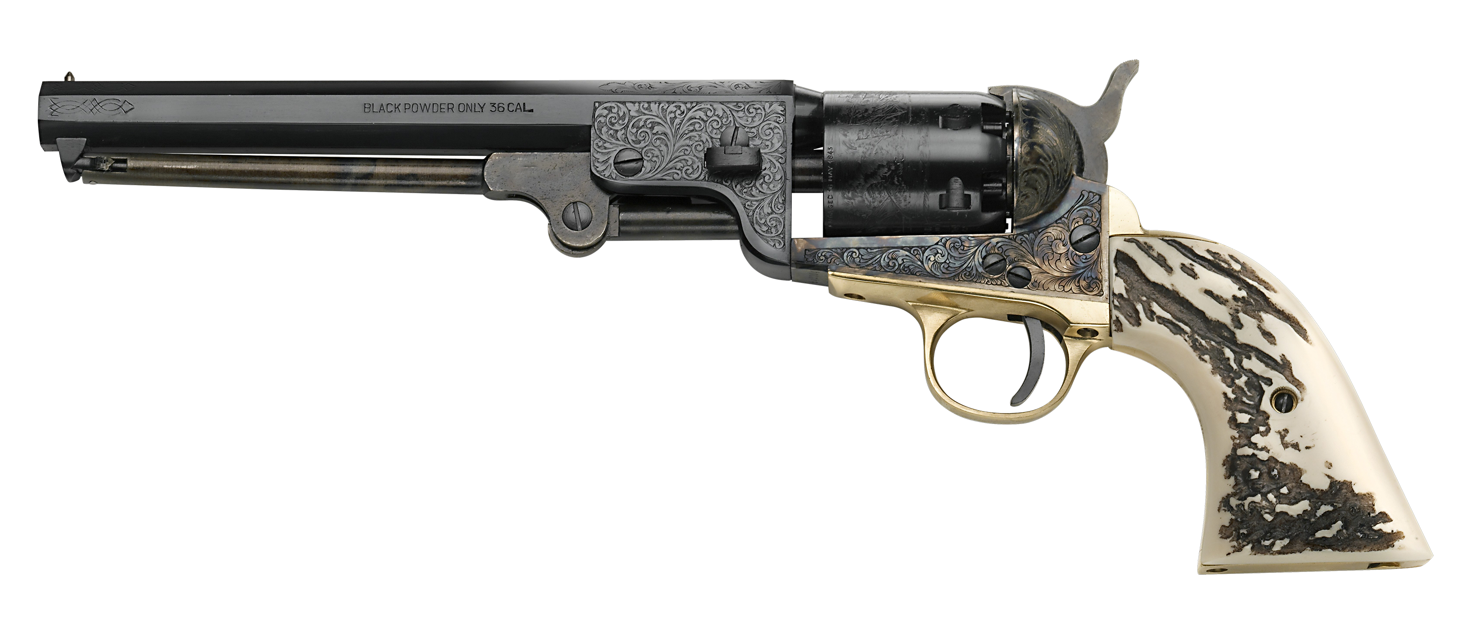 Revolver poudre noire PIETTA 1851 Navy Yank De Luxe Stag Like .36 PN 7