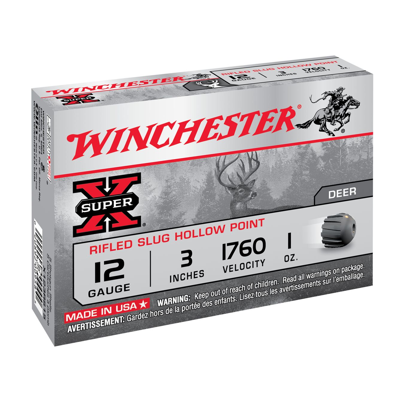 Cartouches WINCHESTER Super-X Rifled Slug 12/76 28 g balle Foster – Lot de 250 cartouches