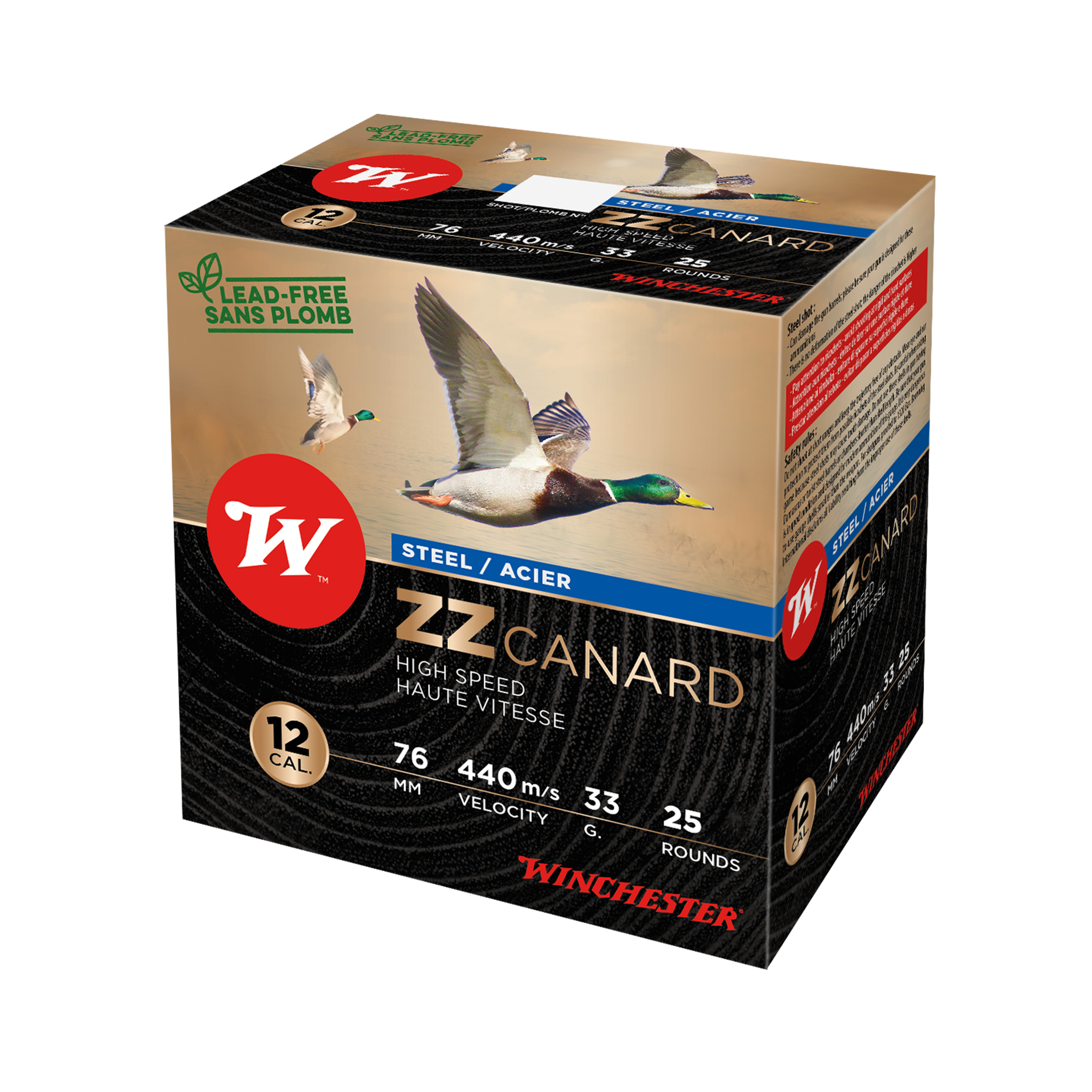 Cartouches WINCHESTER ZZ Canard 12/76 33 g billes d’acier n°5 étamées – Lot de 500 cartouches
