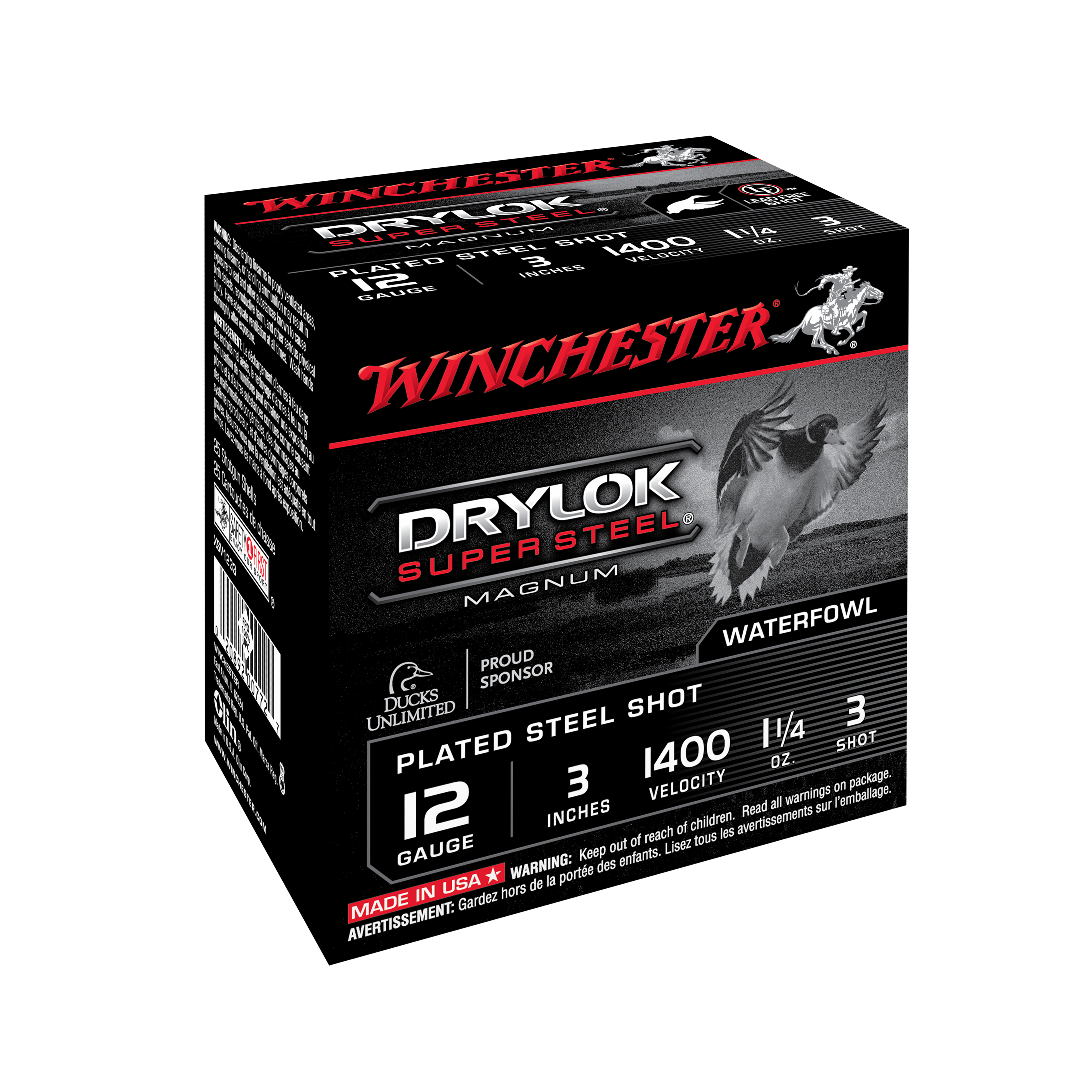 Cartouches WINCHESTER Drylok Super Steel 12/76 35 g acier n°3 bourre à jupe – Lot de 500 cartouches
