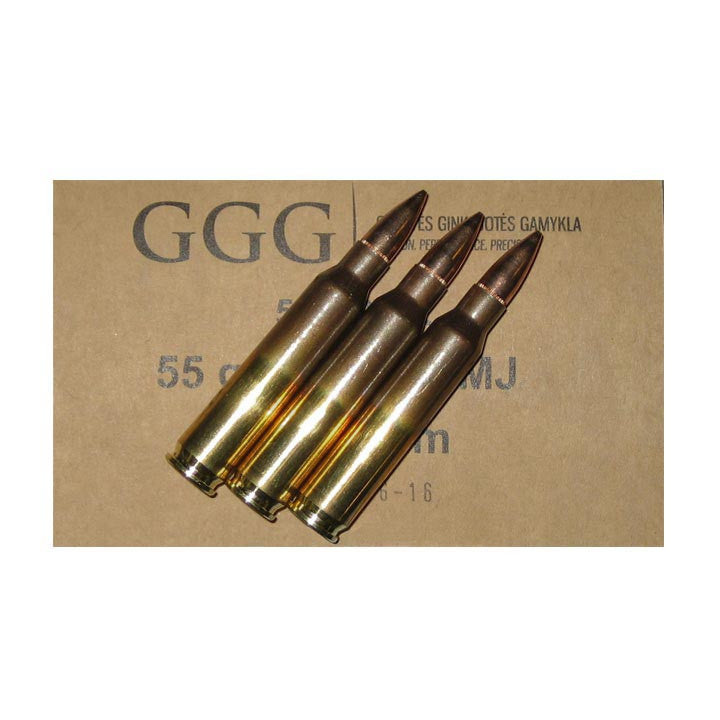 Munitions GGG .223 Remington 55 gr FMJ BT – 50 Cartouches