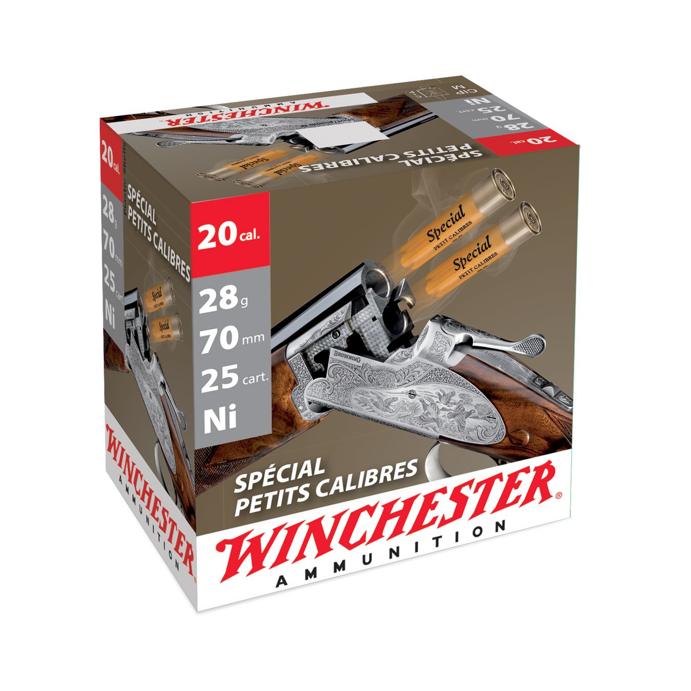 Cartouches WINCHESTER Special Petit Calibre 20/70 28 g plomb nickelé n°7 bourre à jupe – Lot de 500 cartouches