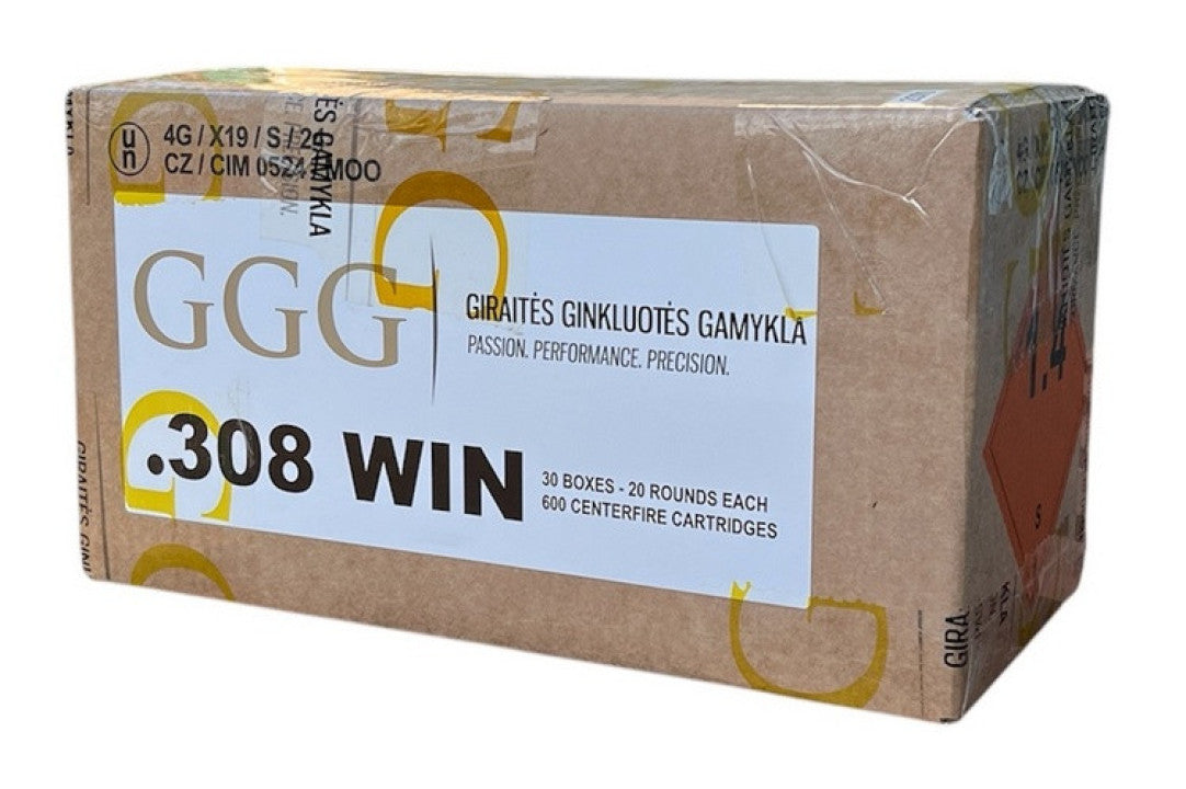 600 Cartouches GGG .308 Winchester FMJ 147 gr – Carton de 600