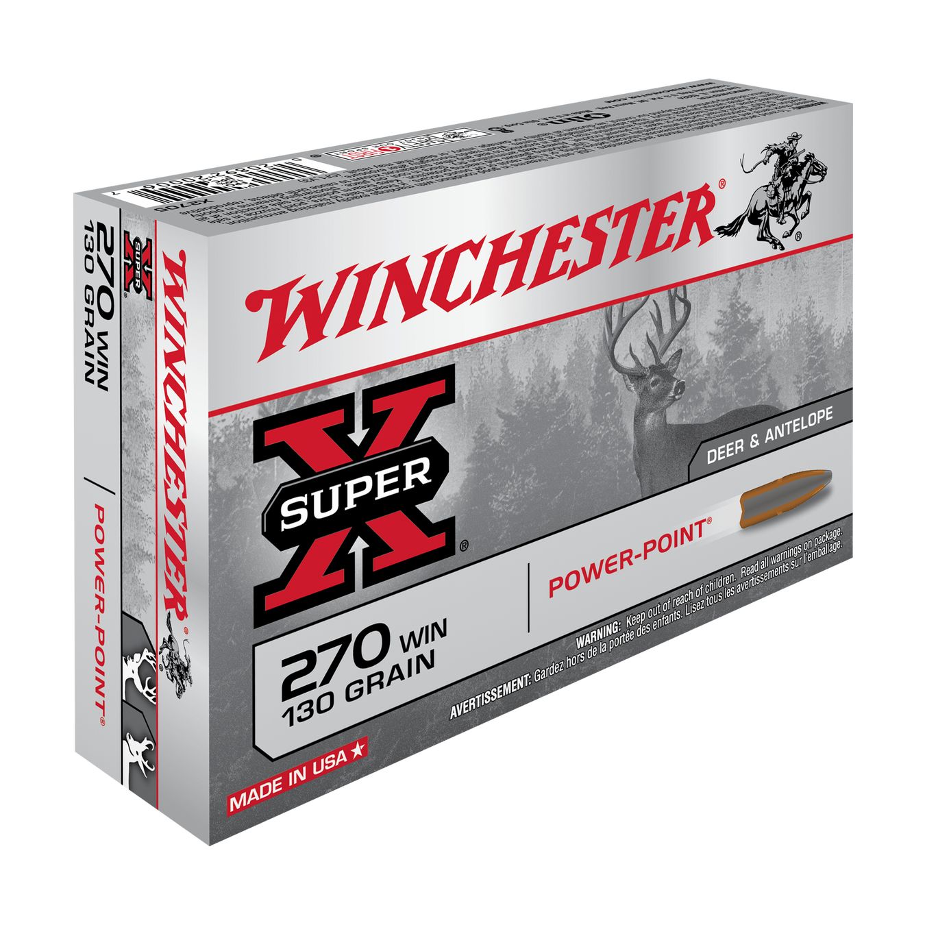 LOT DE 10 BOÎTES WINCHESTER SUPER-X POWER-POINT .270 WINCHESTER 130 GR – 200 CARTOUCHES