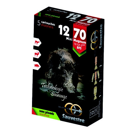 Balles SAUVESTRE BFS Mini Magnum sans plomb 12/70 20,6 g – Lot de 60 cartouches