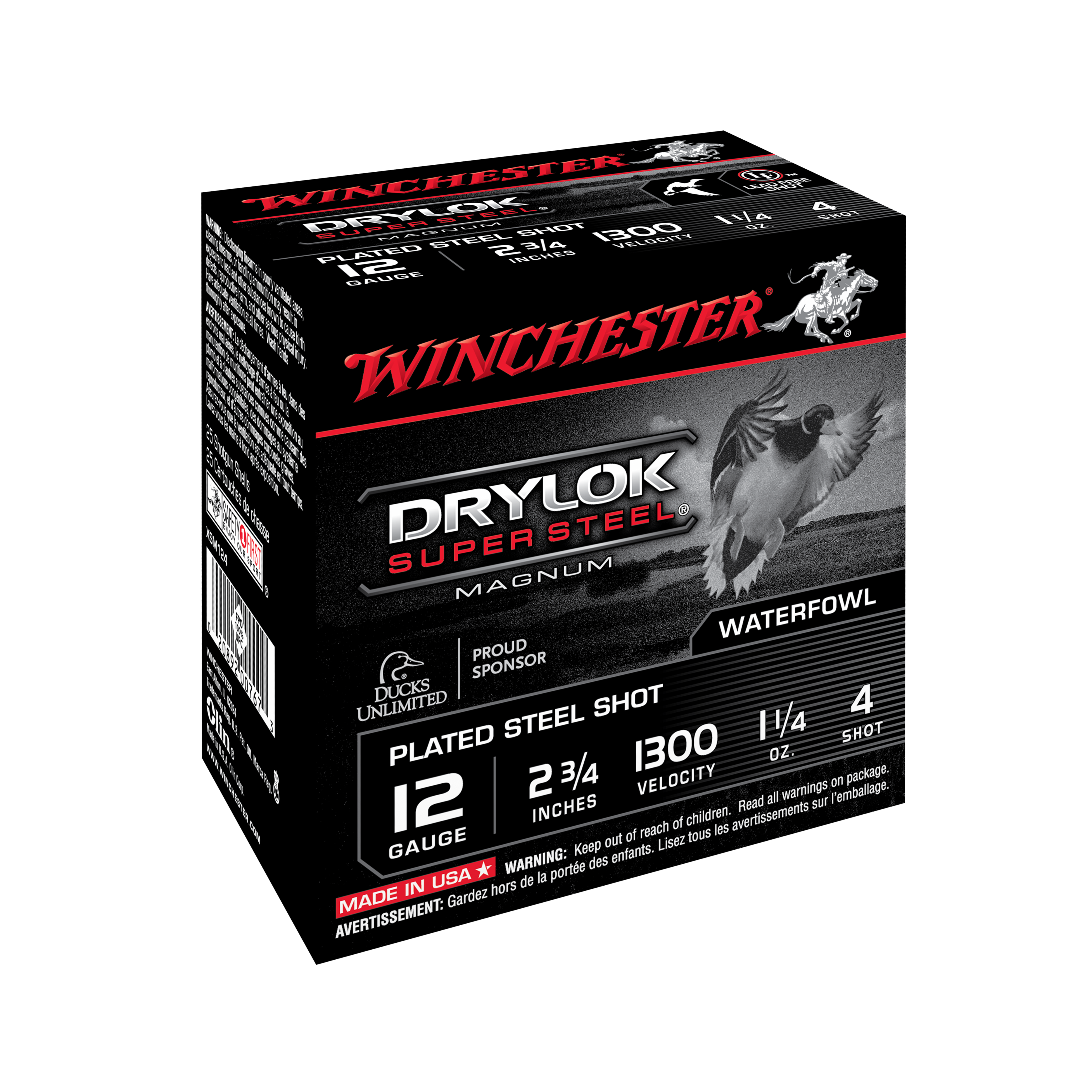 Cartouches WINCHESTER Drylok Super Steel 12/70 35 g acier n°4 bourre à jupe – Lot de 500 cartouches