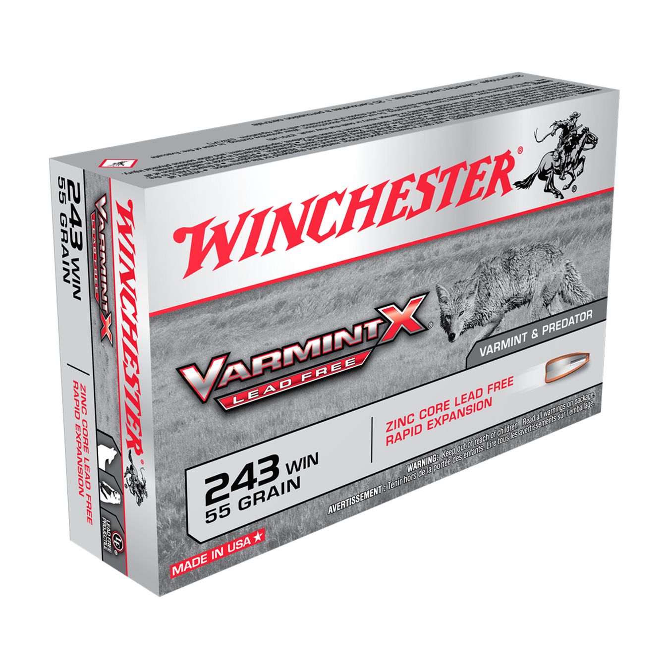 Munitions WINCHESTER VARMINT X Lead Free .243 Winchester 55 gr – Lot de 200
