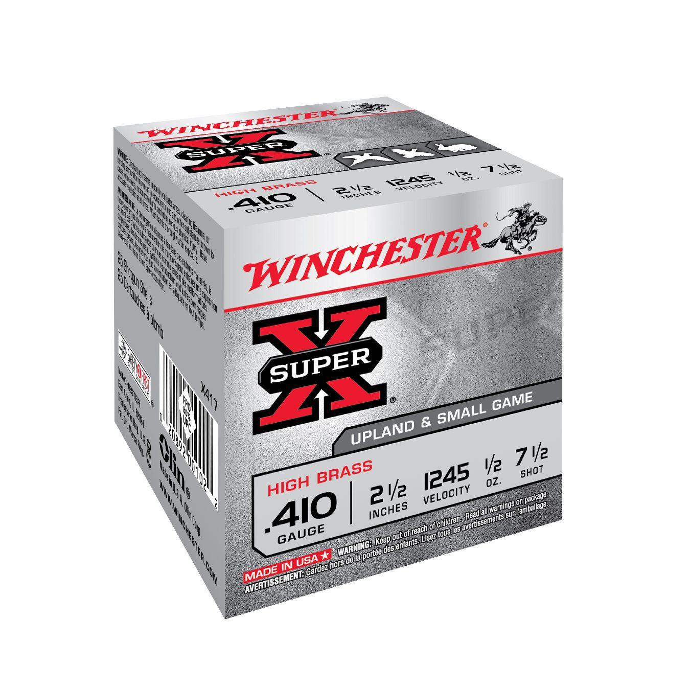 Cartouches WINCHESTER Super-X High Brass .410/63 14 g plomb n°7,5 bourre à jupe – Lot de 250 cartouches
