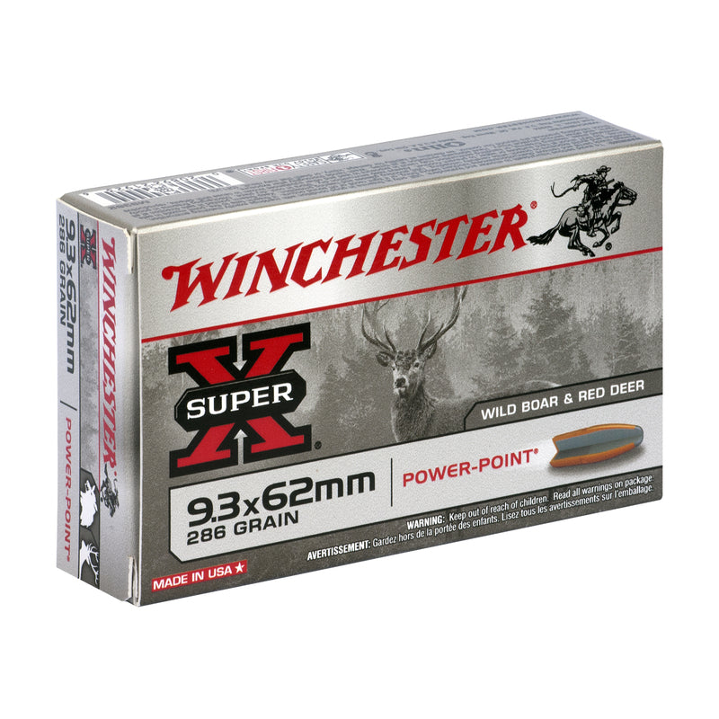 Lot de 3 boîtes WINCHESTER Super X Power-Point 9.3x62 286 gr – 60 cartouches
