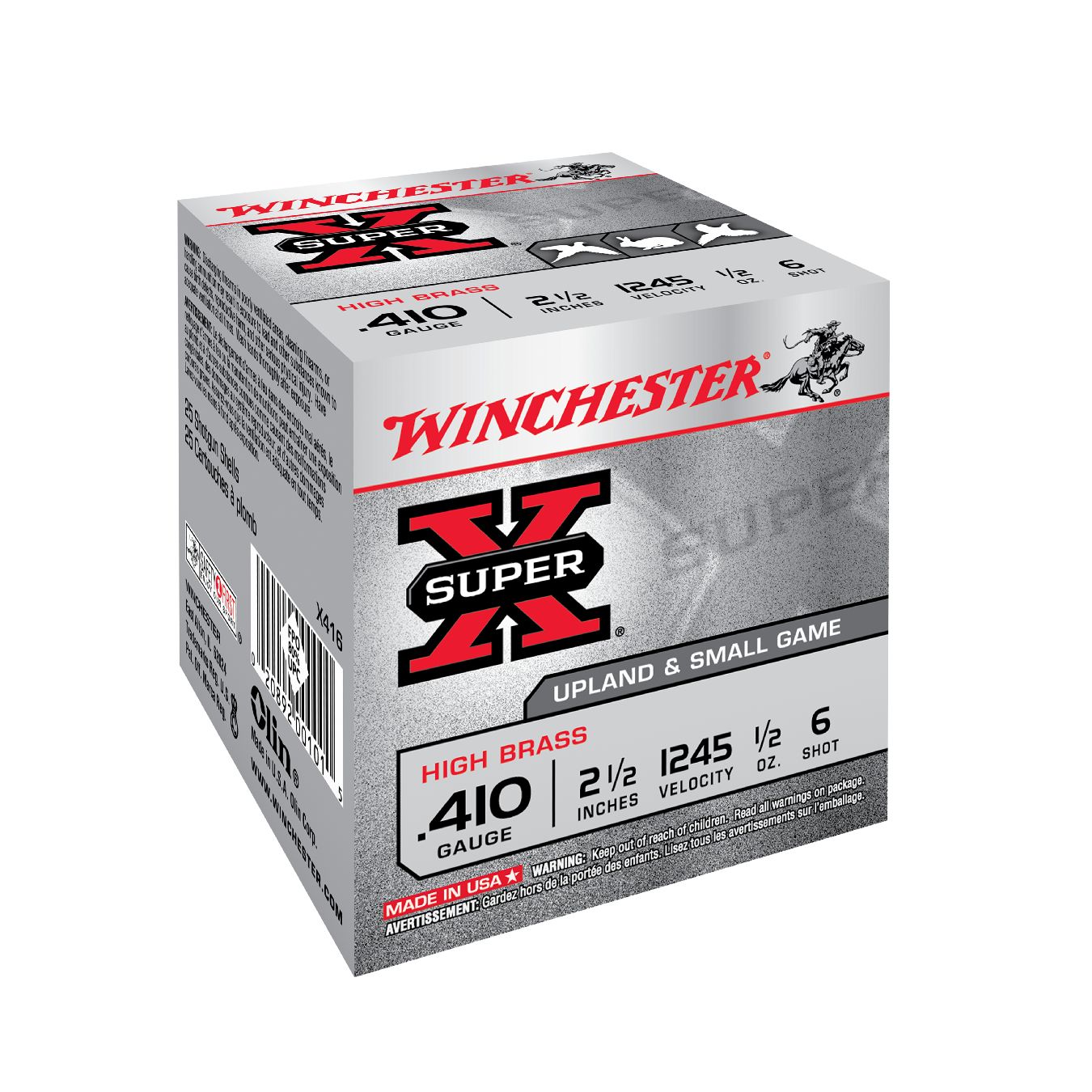 Cartouches WINCHESTER Super-X High Brass .410/63 14 g plomb n°6 bourre à jupe – Lot de 250 cartouches