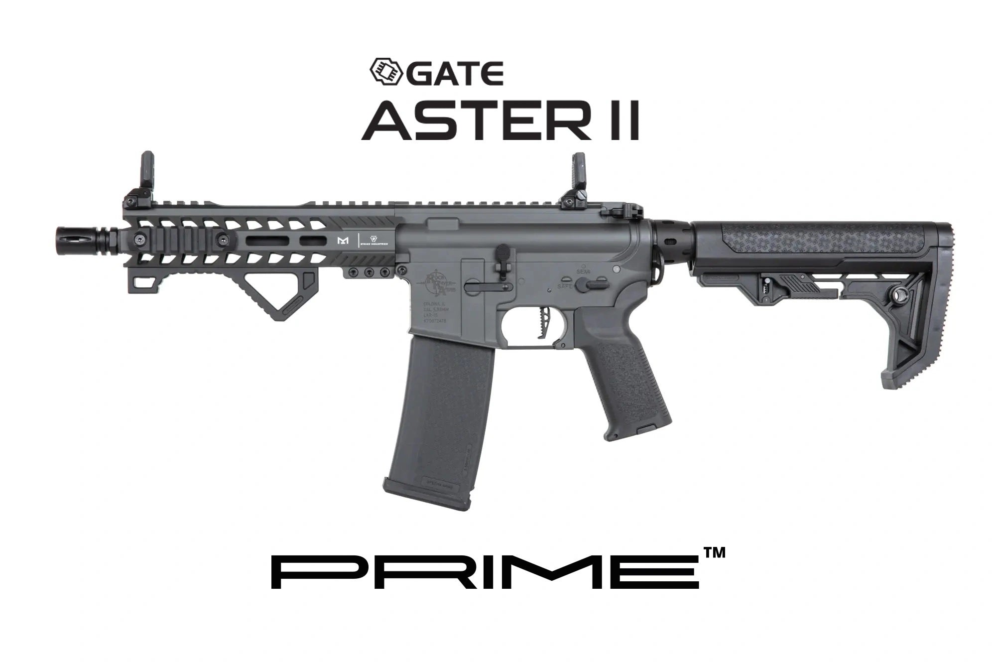Réplique airsoft AEG SPECNA ARMS SA-P17 PRIME RRA Light Ops ASTER II Brushless grise 6 mm