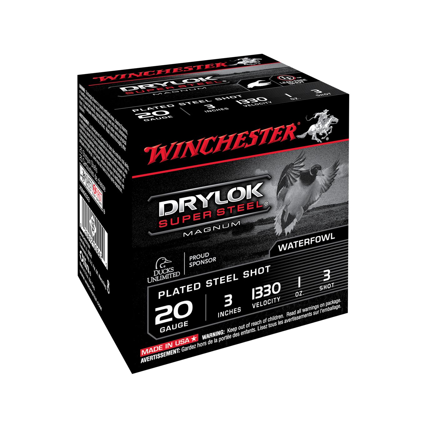 Cartouches WINCHESTER Drylok Super Steel 20/76 28 g acier n°3 bourre à jupe – Lot de 250 cartouches