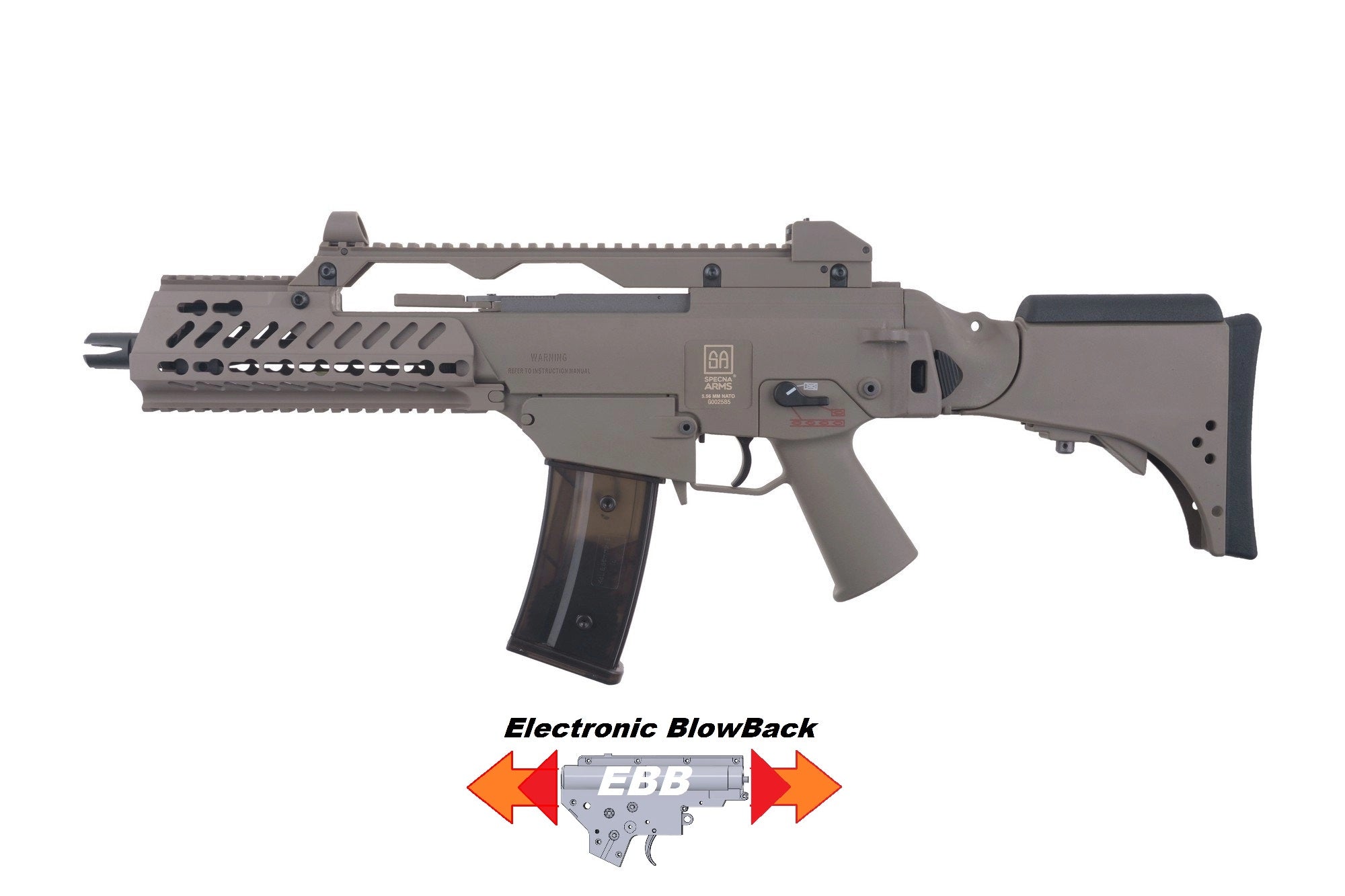 Réplique airsoft AEG SPECNA ARMS SA-G11V G36 EBB KeyMod Tan – 6 mm BB