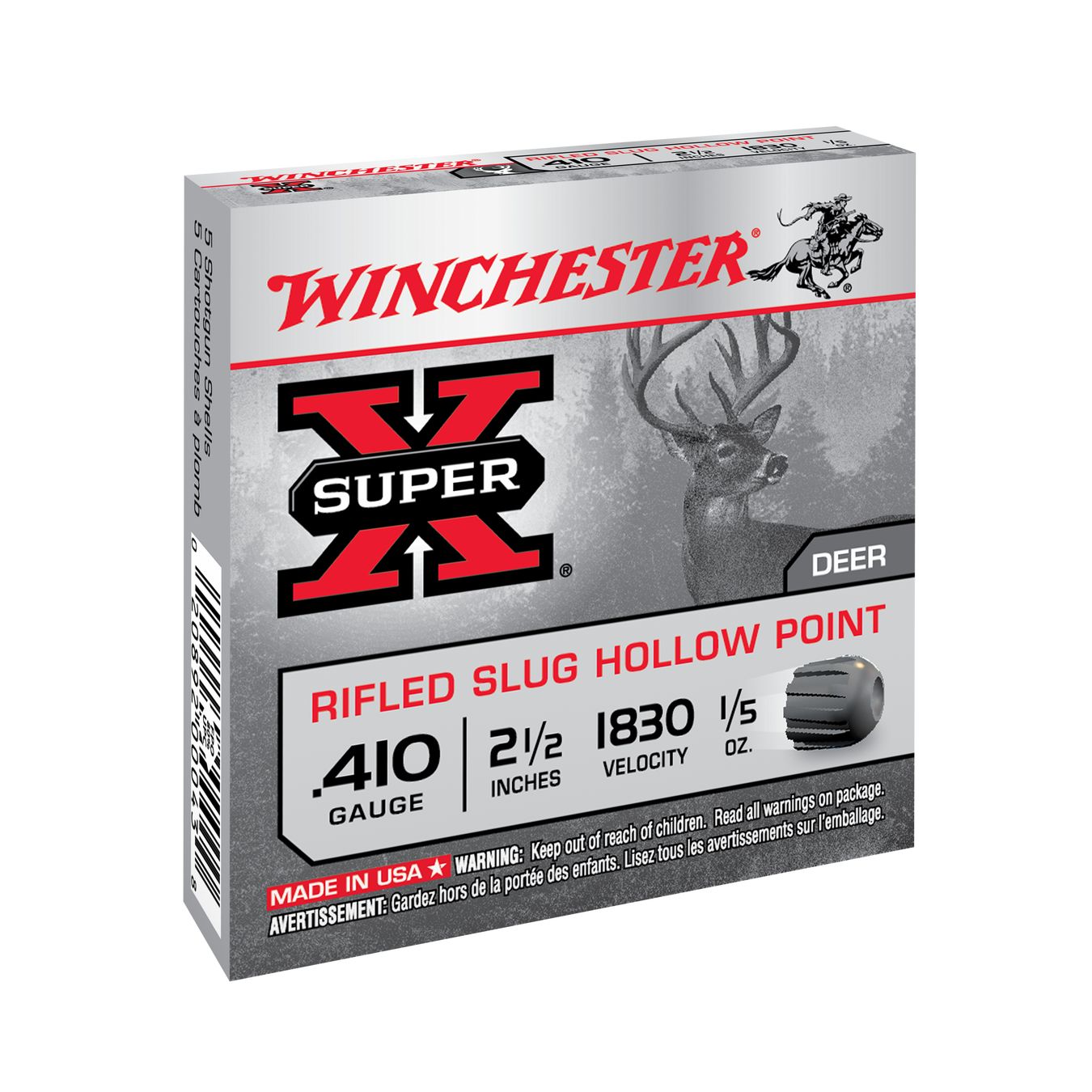 Cartouches WINCHESTER Super-X Rifled Slug HP .410/63 6 g – Lot de 250 cartouches