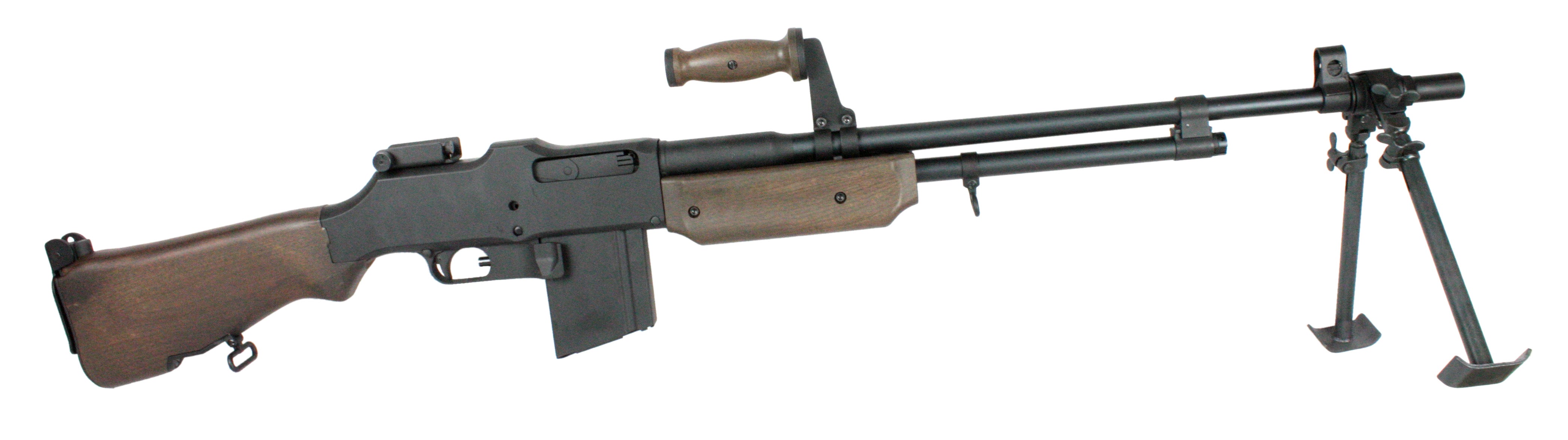 Réplique airsoft S&T BAR M1918 AEG 6 mm bois véritable et métal – Bipied, 190 billes