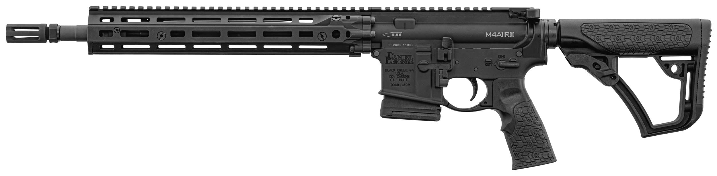 Carabine AR15 DANIEL DEFENSE M4A1 RIII 14.5'' cal. 5.56 OTAN ambidextre RIS III noir / FDE