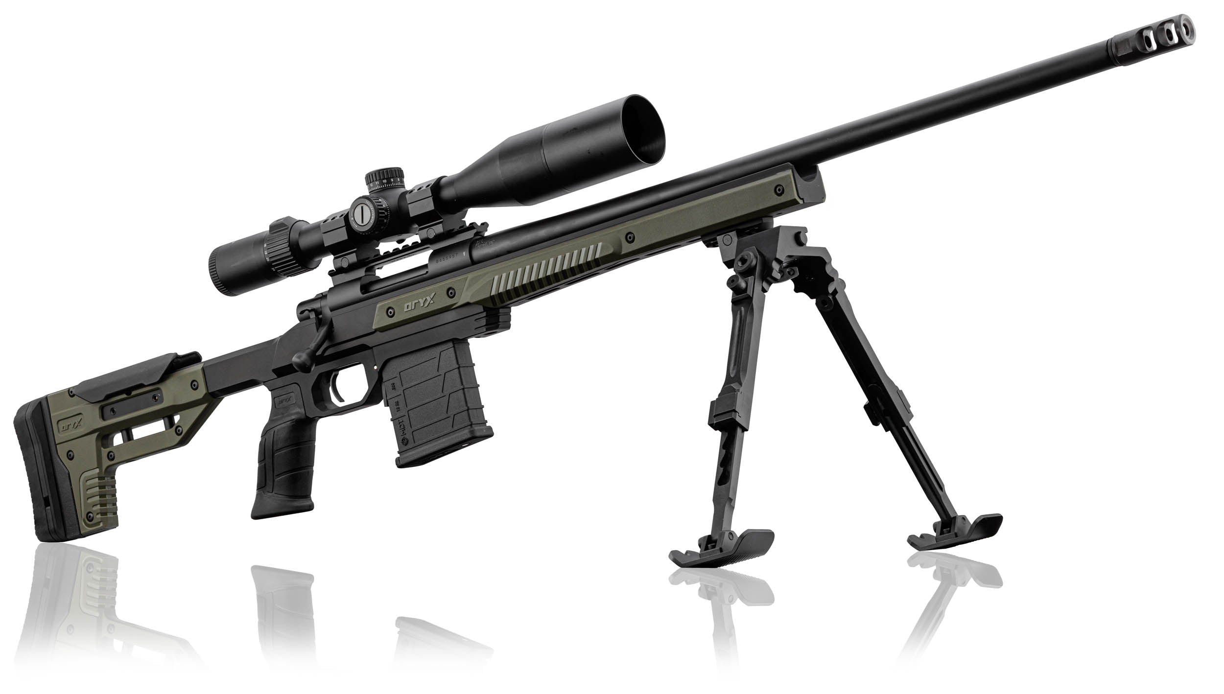 Pack carabine HOWA 1500 ORYX .308 Win canon lourd 24’’ + lunette 6-24x50 FFP + bipied