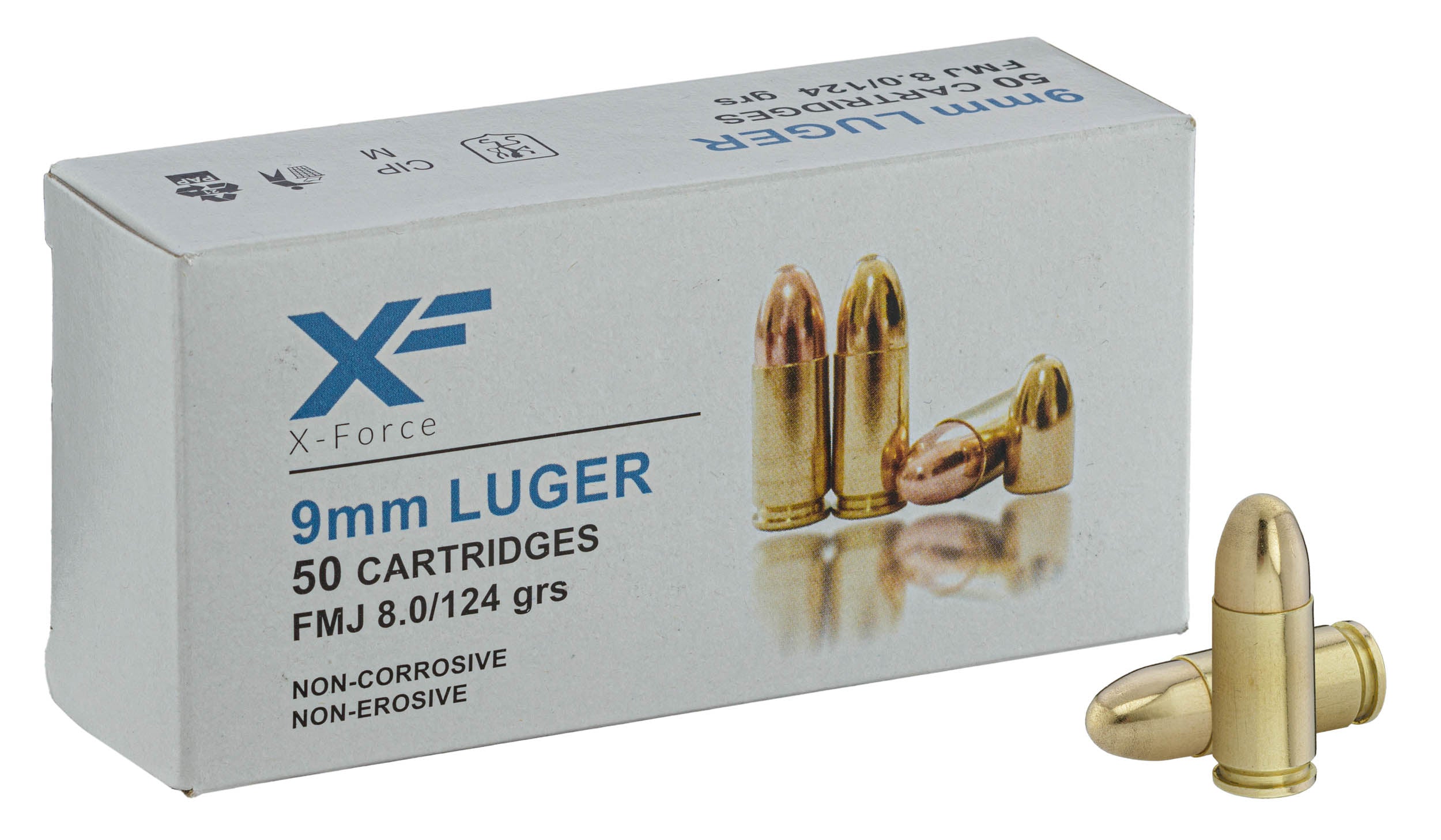 50 munitions ATS X-Force 9x19 mm FMJ 124 gr boîte de 50