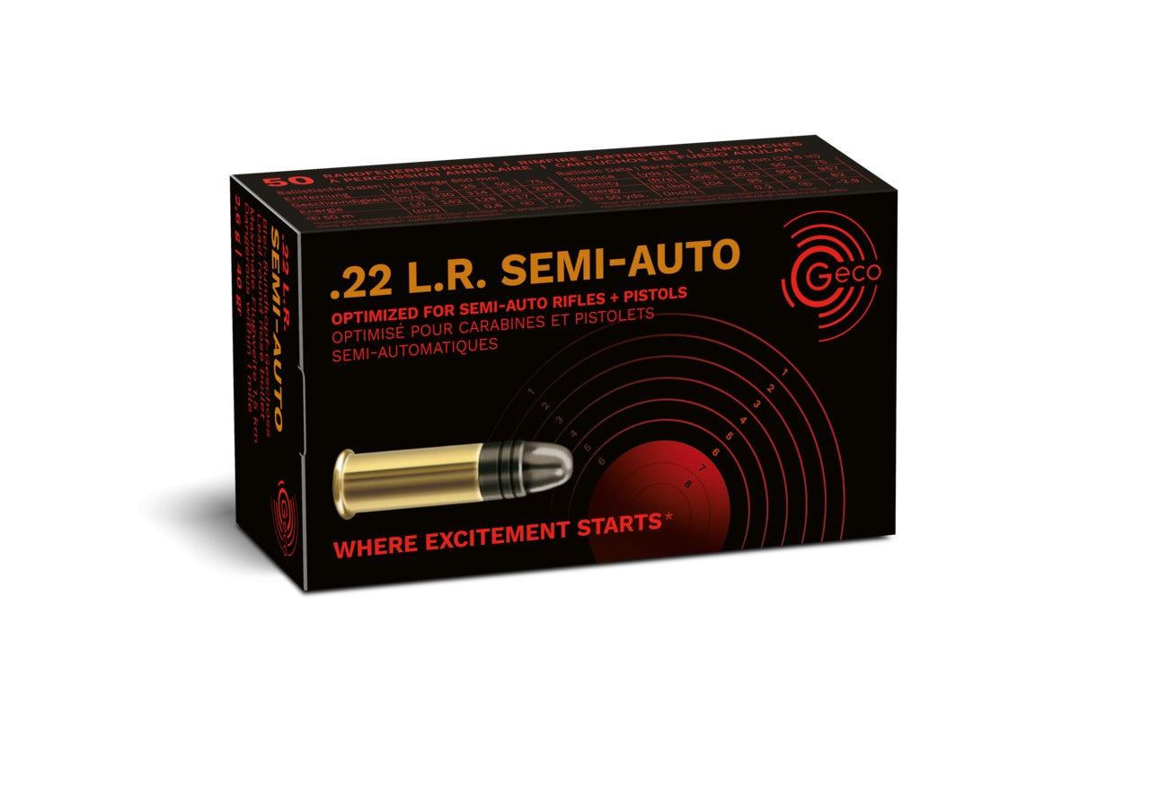 Munitions GECO .22 LR Semi-Auto 40 gr – 2,6 g (40 grains) – Boîte de 50