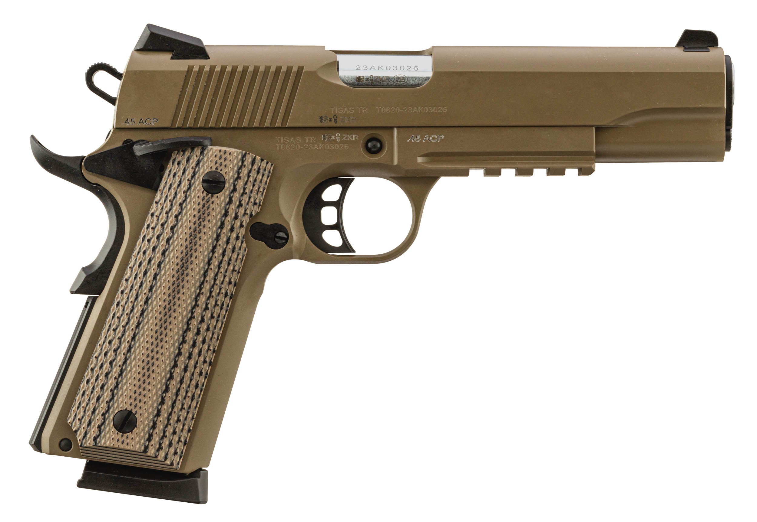 Pistolet TISAS ZIG PC 1911 FDE 5'' rail Picatinny calibre .45 ACP