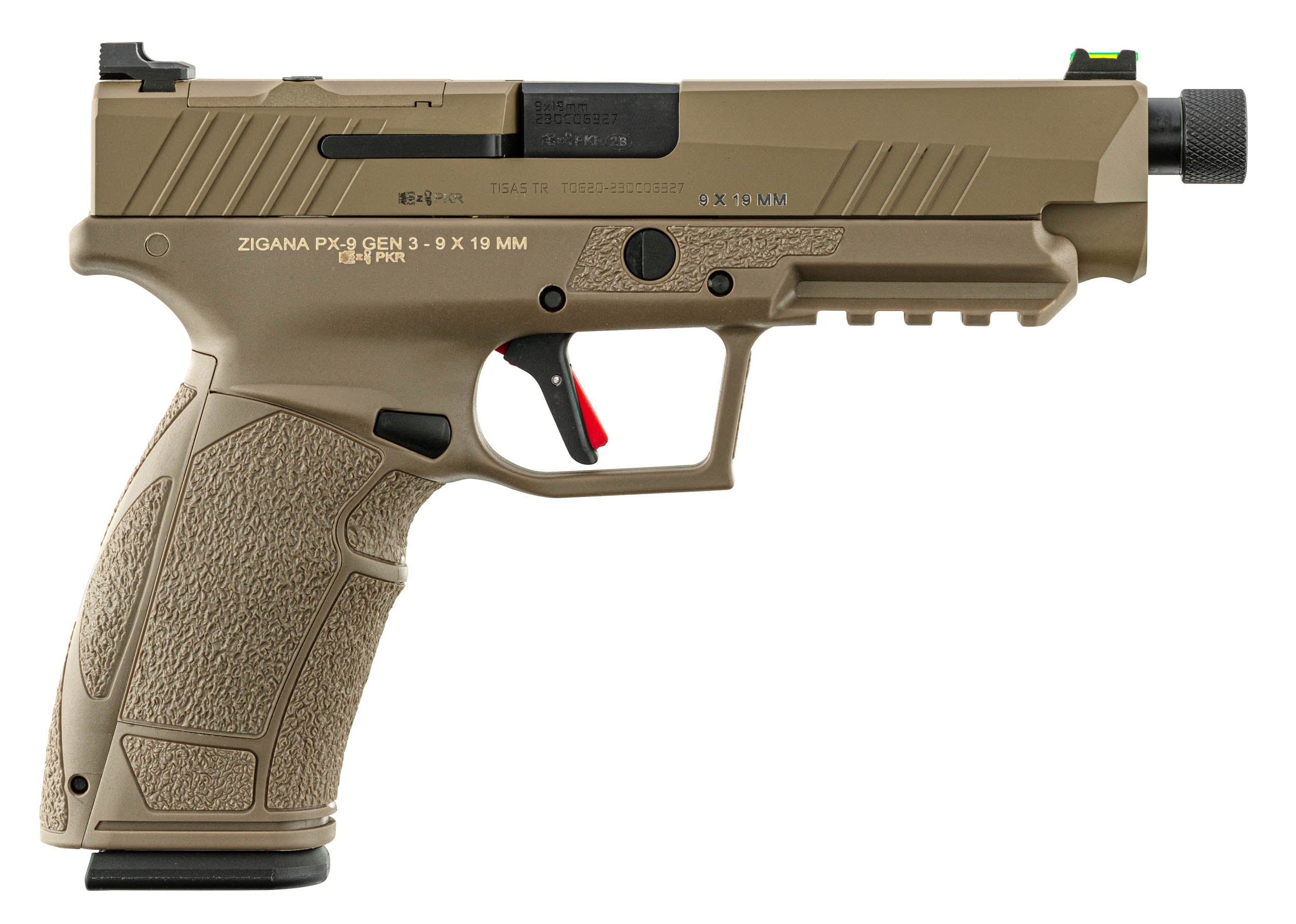Pistolet TISAS PX-9 Tactical FDE fileté Optic Ready calibre 9x19 mm