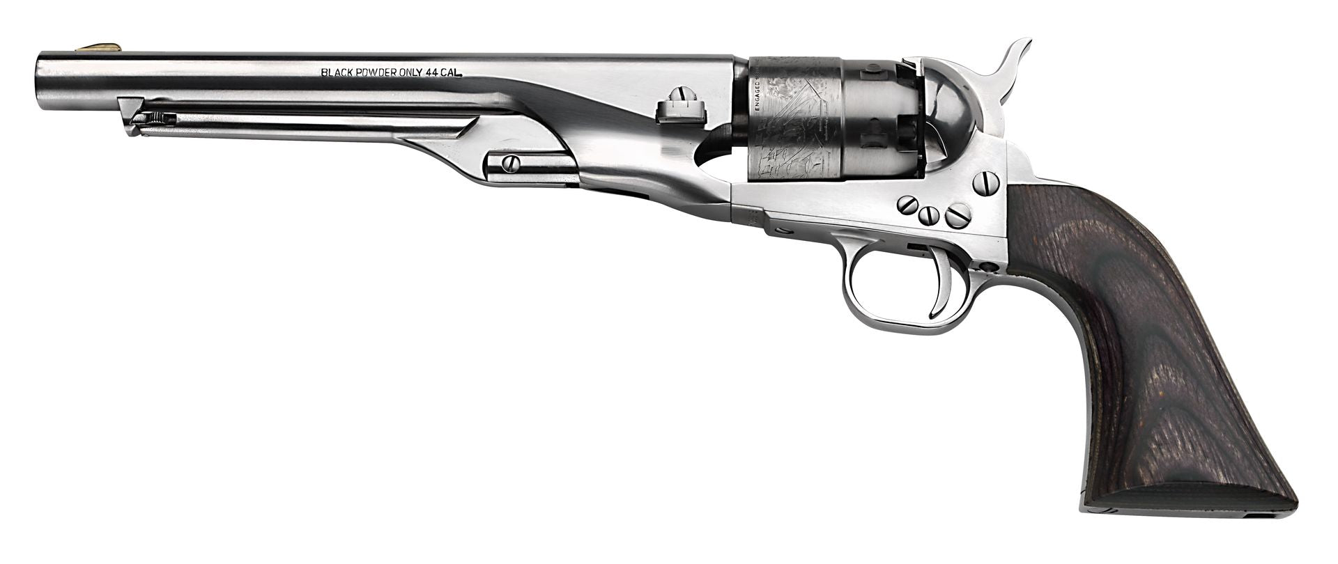 Revolver à poudre noire PIETTA Colt 1851 Navy U.S. Marshal acier nickelé gravé .44 PN