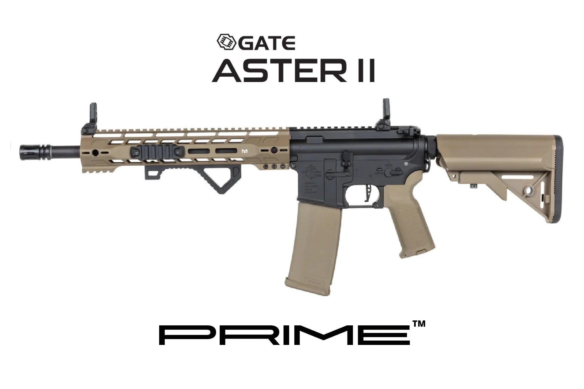 Réplique airsoft SPECNA ARMS SA-P14 PRIME RRA ASTER II Brushless noire et tan AEG 6 mm