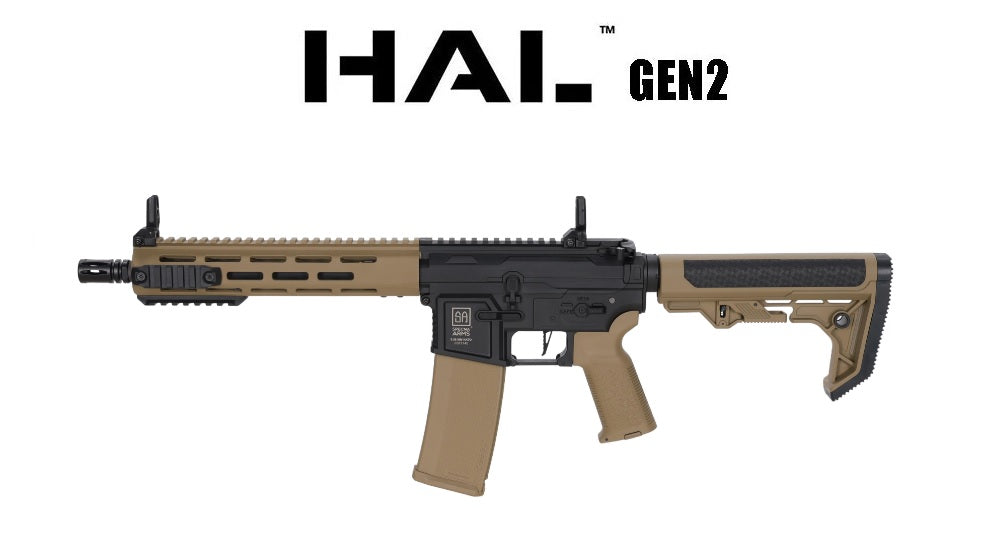 Réplique airsoft SPECNA ARMS SA-F03 FLEX Gen.2 BLDC HAL ETU 6 mm AEG Tan et noire
