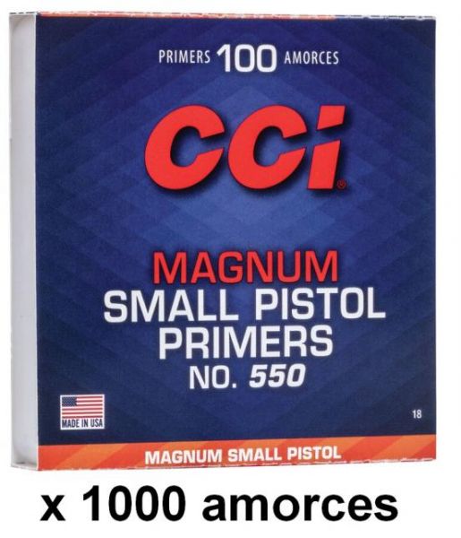 Amorces CCI Magnum Small Pistol N°550 Boîte de 1000