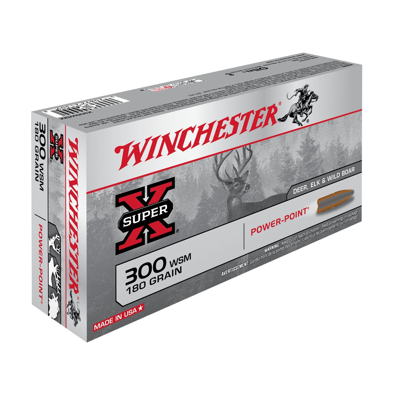LOT DE 4 BOÎTES DE MUNITIONS WINCHESTER SUPER-X POWER-POINT .300 WSM 180 GR – 80 CARTOUCHES