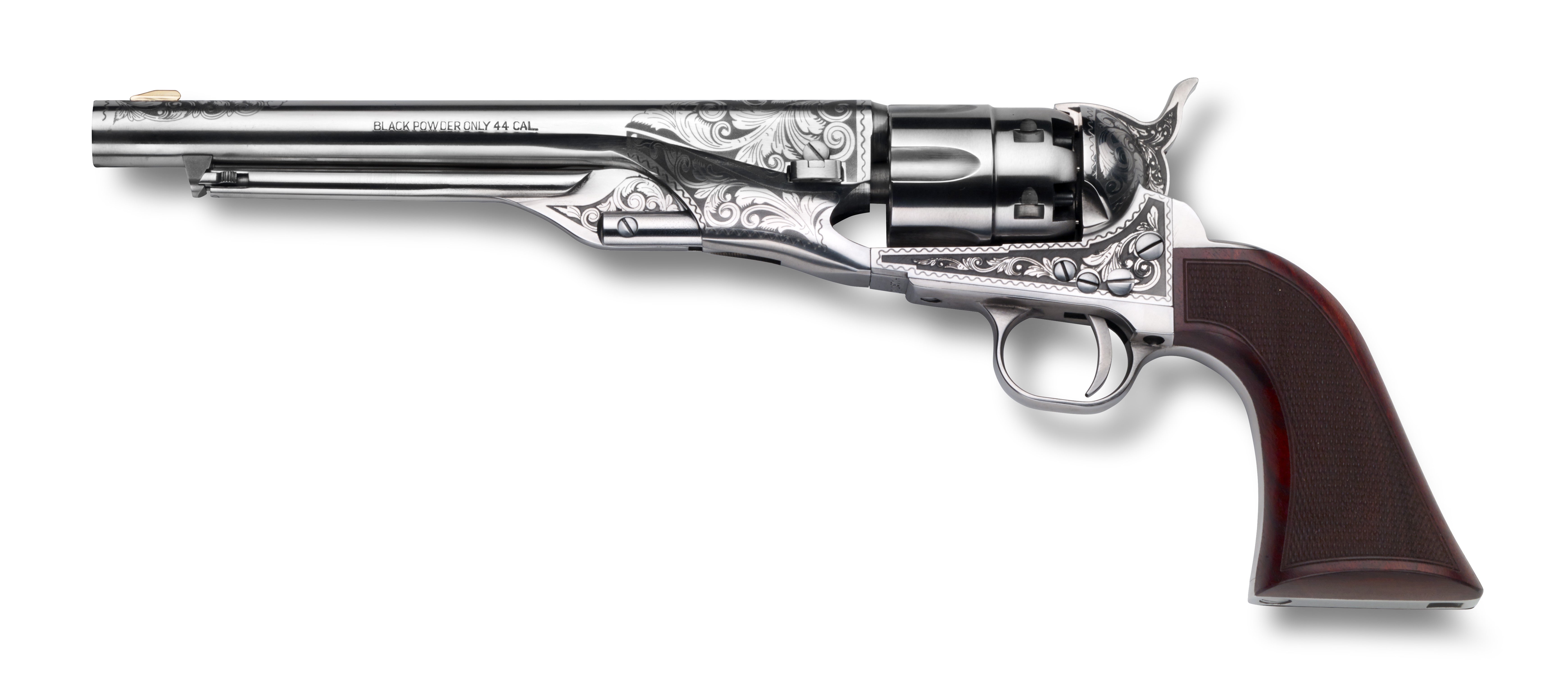REVOLVER À POUDRE NOIRE PIETTA 1860 ARMY U.S. MARSHAL OLD SILVER 8