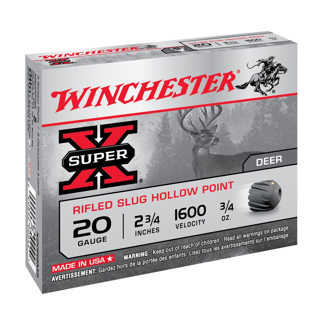 Cartouches WINCHESTER Super-X Rifled Slug HP 20/70 21 g – Lot de 250 cartouches