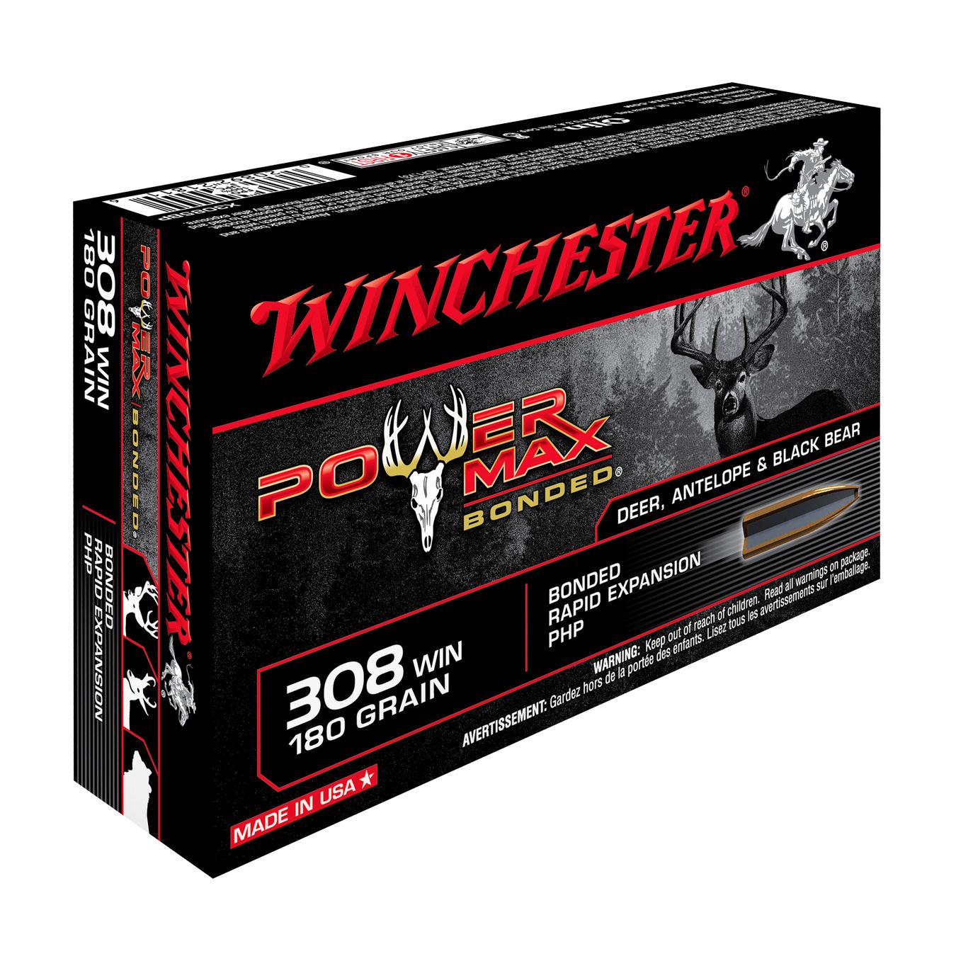 Munitions WINCHESTER POWER MAX BONDED .308 Winchester 180 gr – Lot de 200