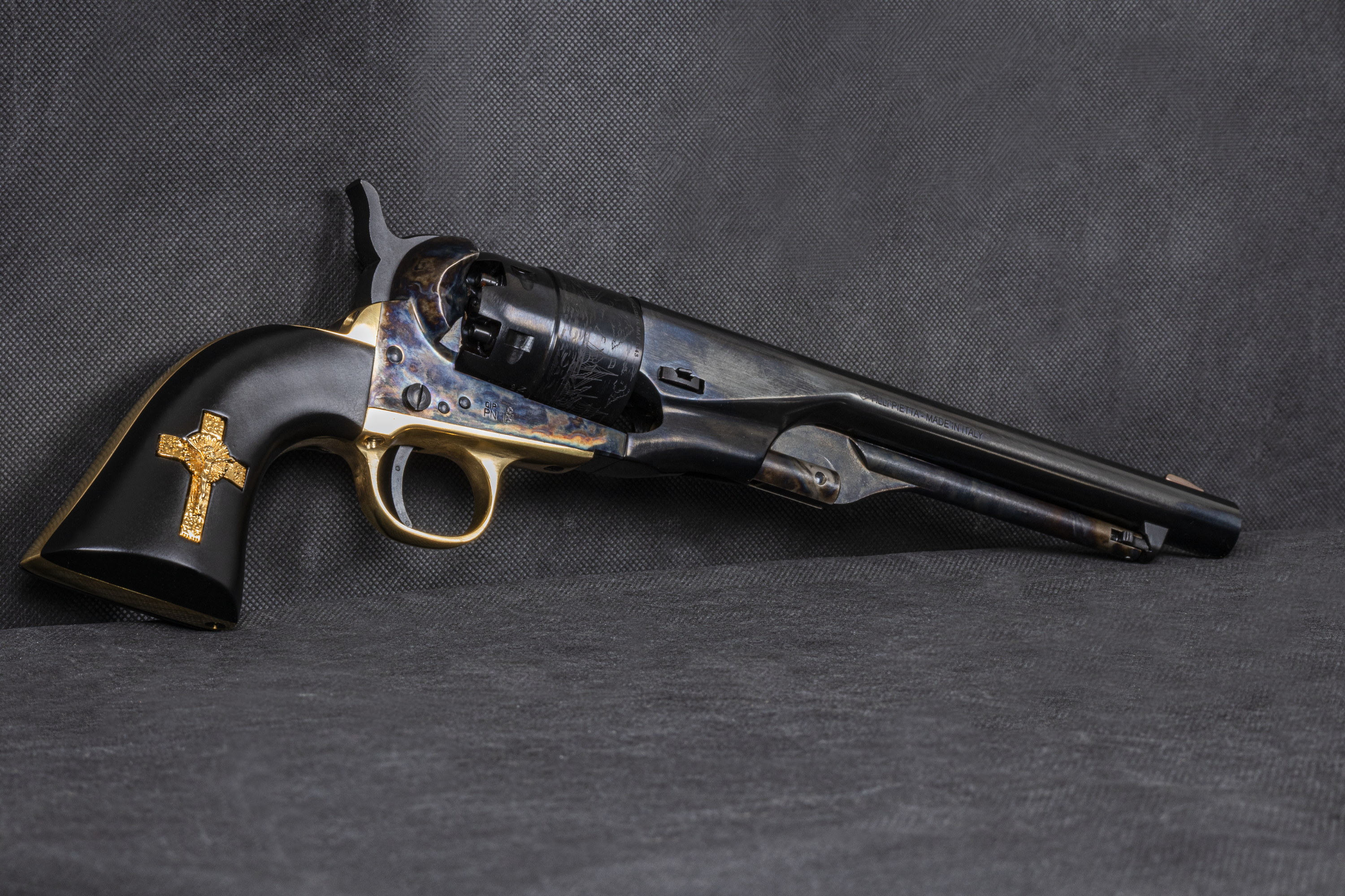 RÉVOLVER À POUDRE NOIRE PIETTA 1860 ARMY CROCIFISSO OLD WEST 8