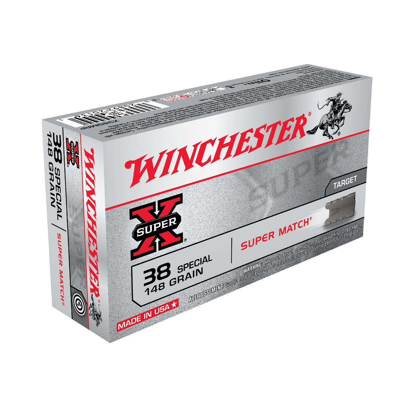 LOT DE 20 BOÎTES WINCHESTER SUPER-X .38 SPECIAL LEAD WAD CUTTER 148 GR – 1 000 CARTOUCHES