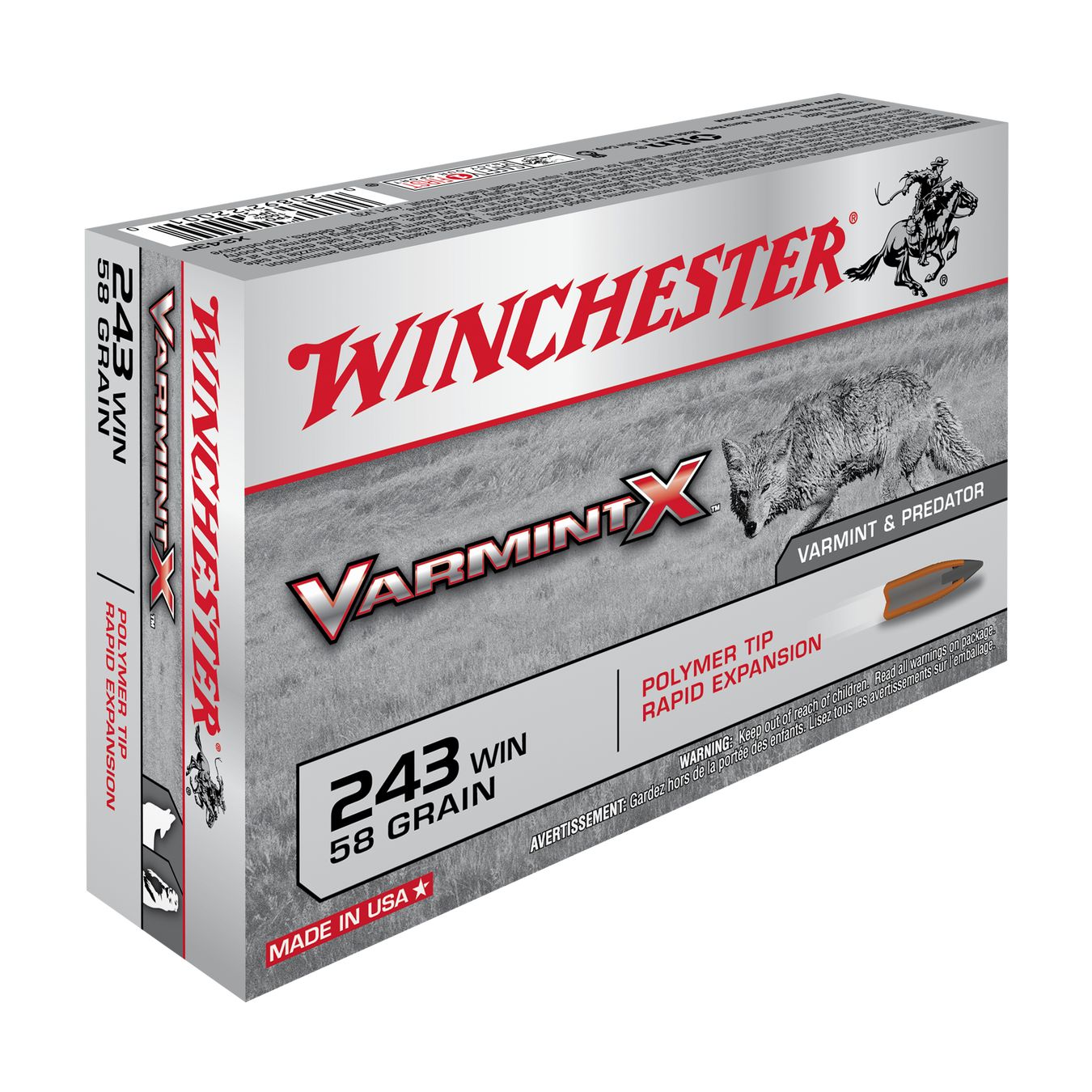 Lot de 10 boîtes WINCHESTER VARMINT X .243 Winchester 58 gr – 200 cartouches