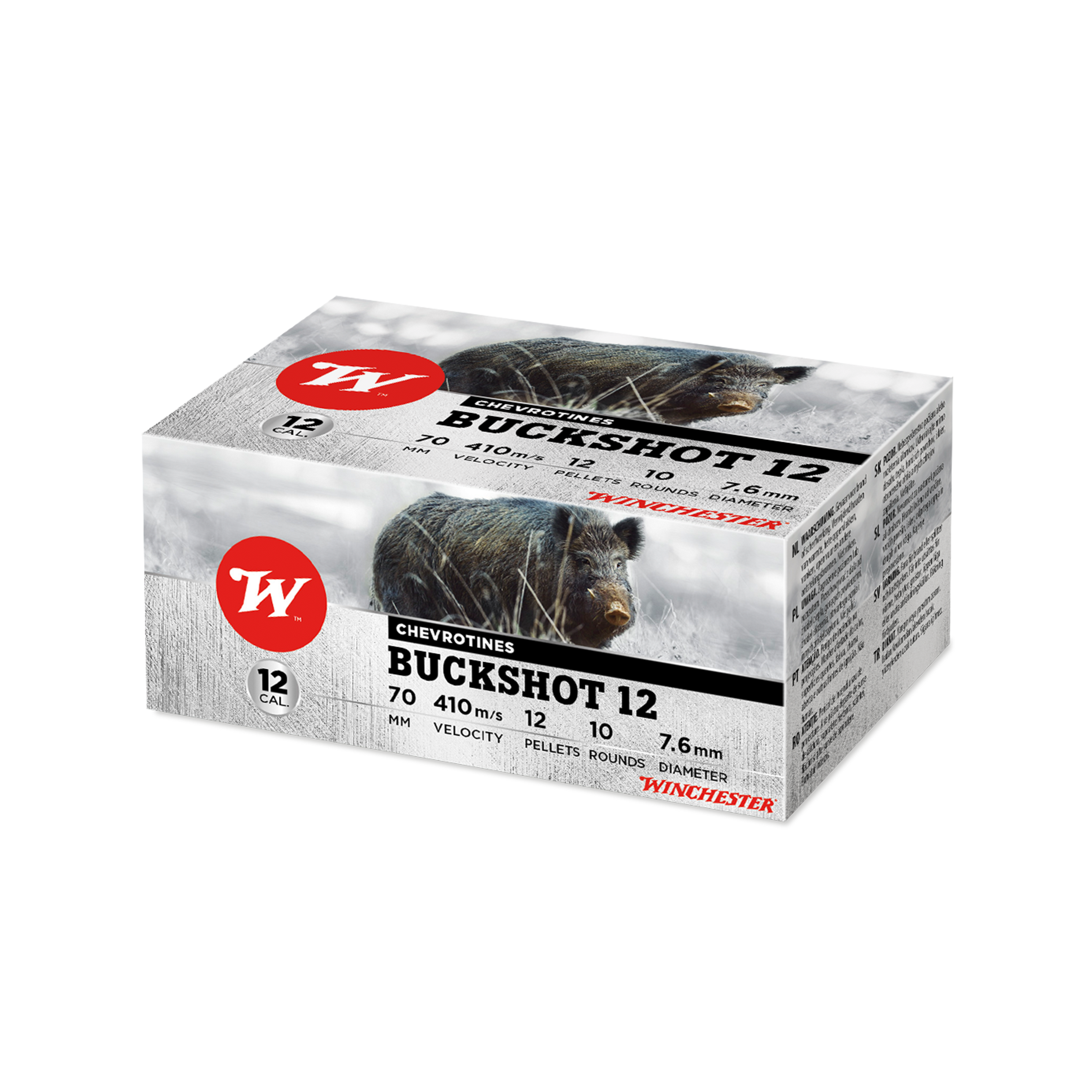 Cartouches WINCHESTER Buckshot 12/70 chevrotine 9 grains 8,6 mm 33,3 g – Lot de 500 cartouches