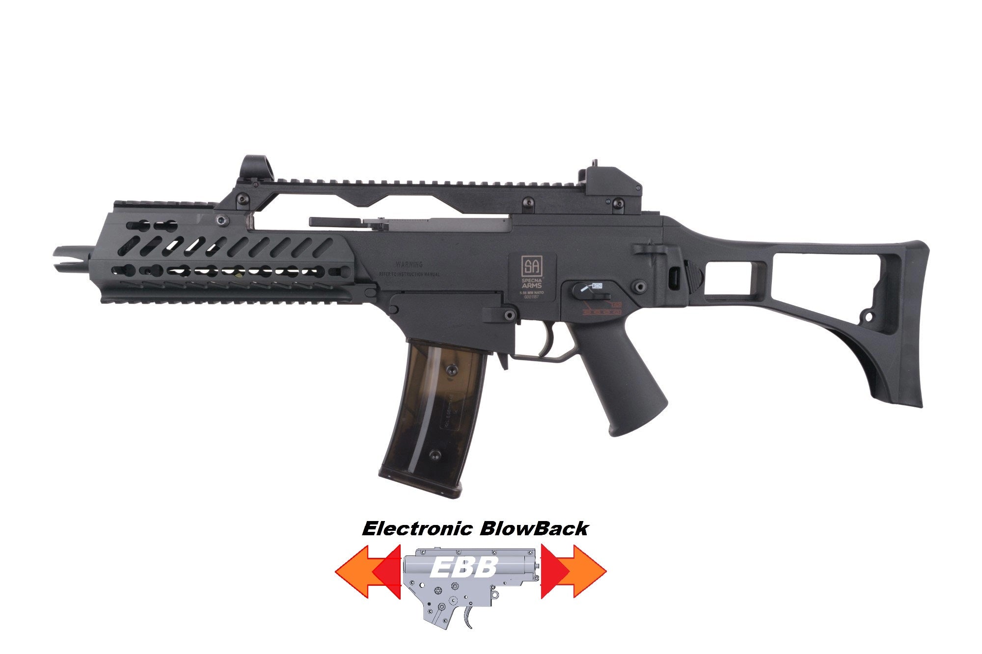 Réplique airsoft AEG SPECNA ARMS SA-G11 G36 EBB KeyMod Noir – 6 mm BB
