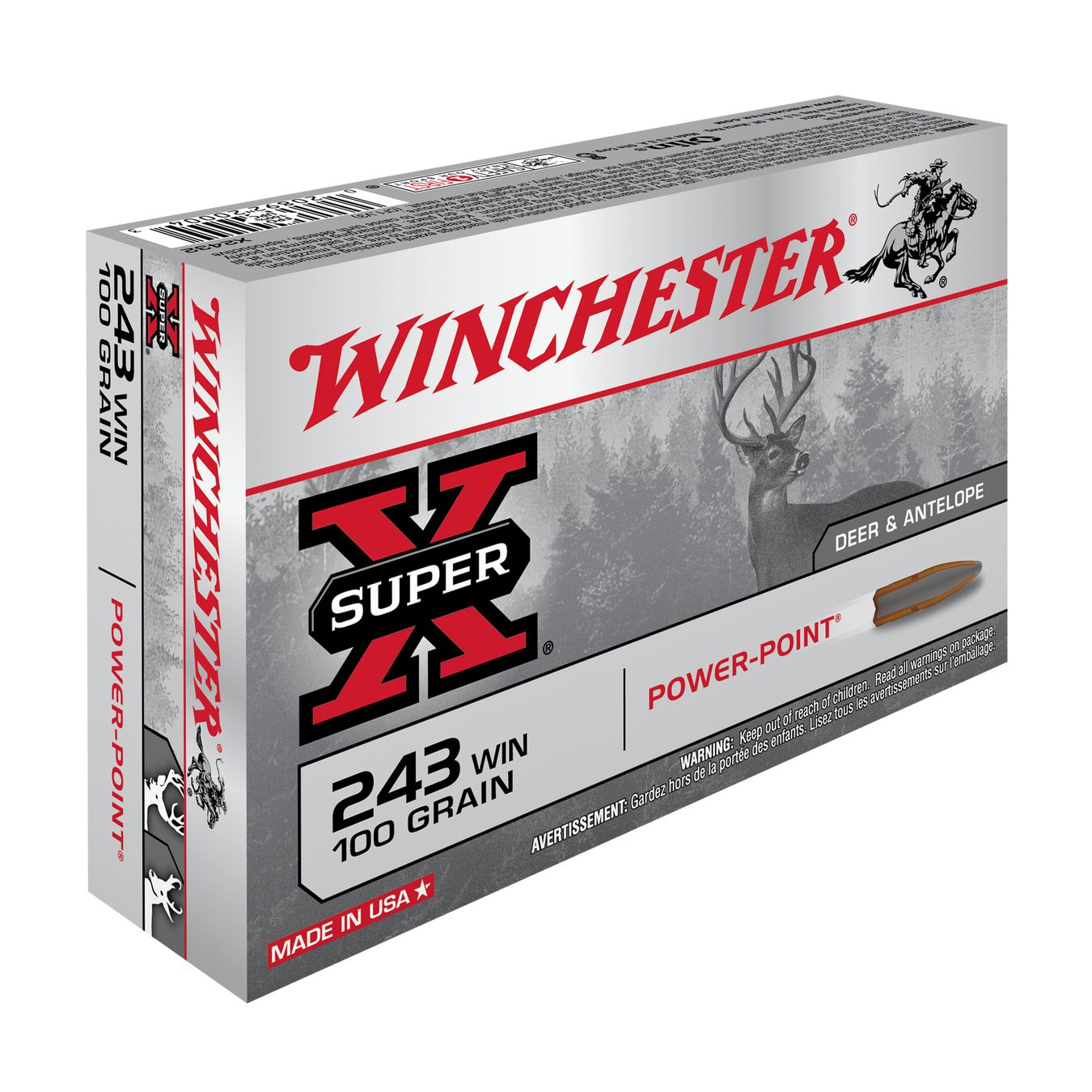 Lot de 10 boîtes WINCHESTER SUPER-X POWER-POINT .243 Winchester 100 gr – 200 cartouches