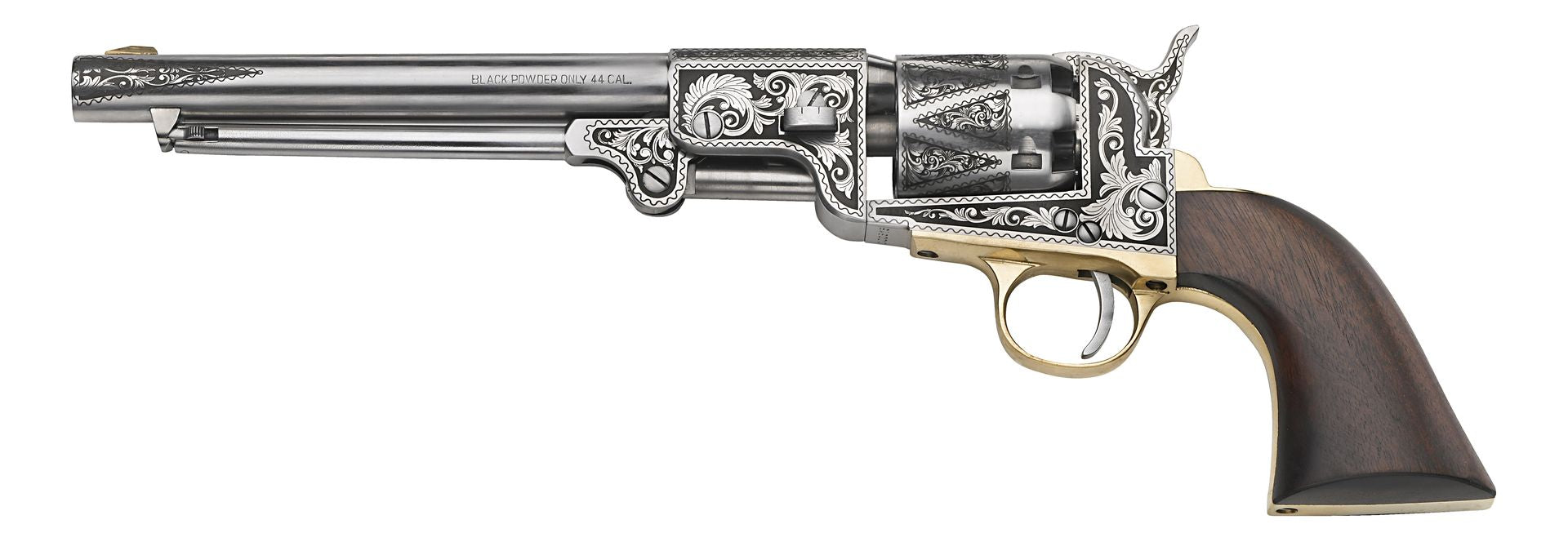 REVOLVER À POUDRE NOIRE PIETTA 1862 DANCE & BROTHERS OLD SILVER GRAVÉ 8